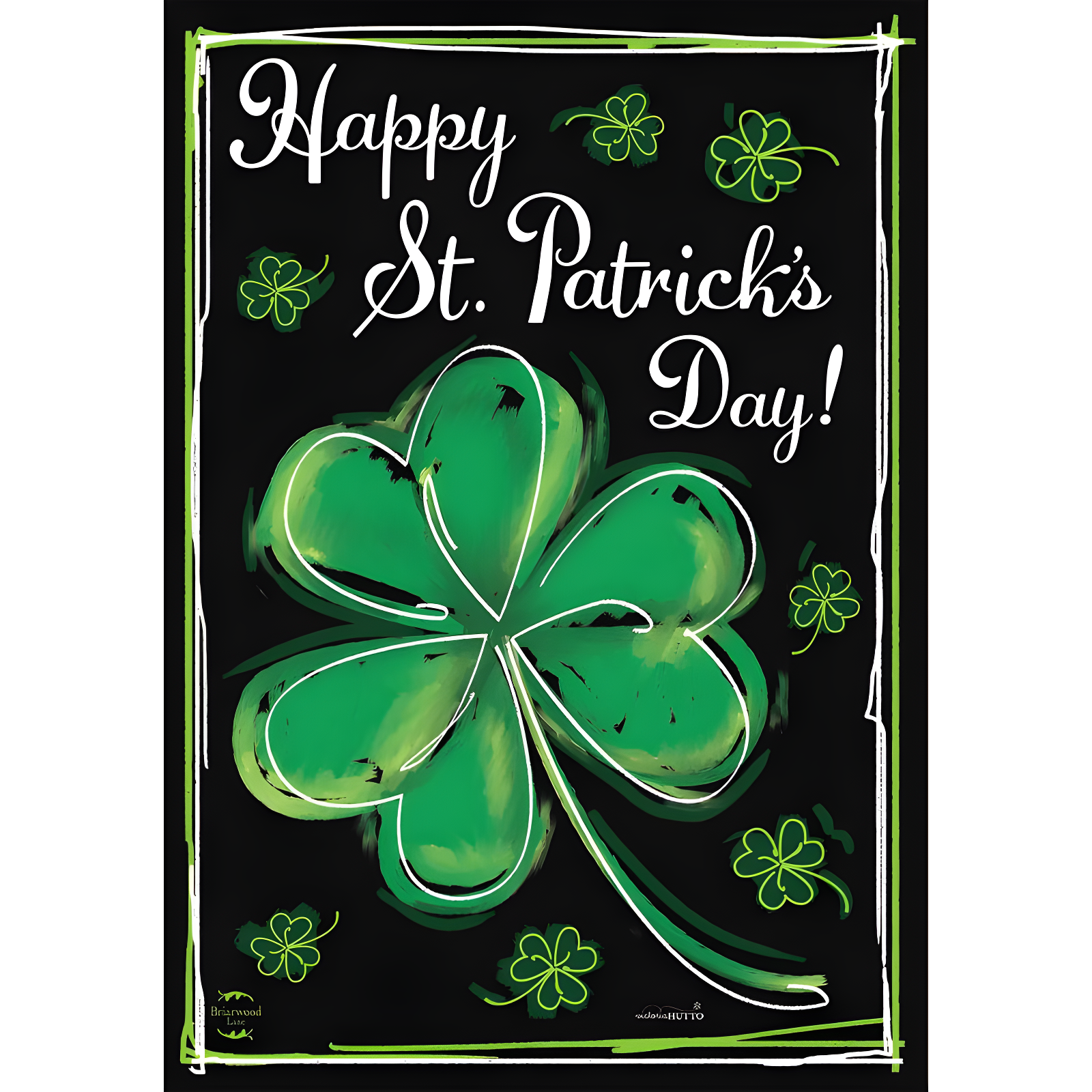 Green Shamrock St. Patrick's Day Polyester House Flag