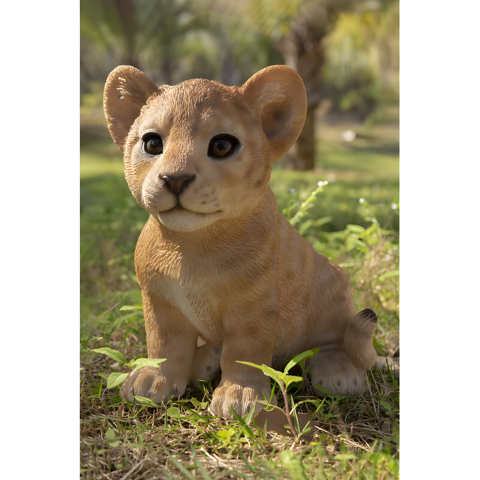 Adorable 6" Orange Polyresin Sitting Lion Cub Statue