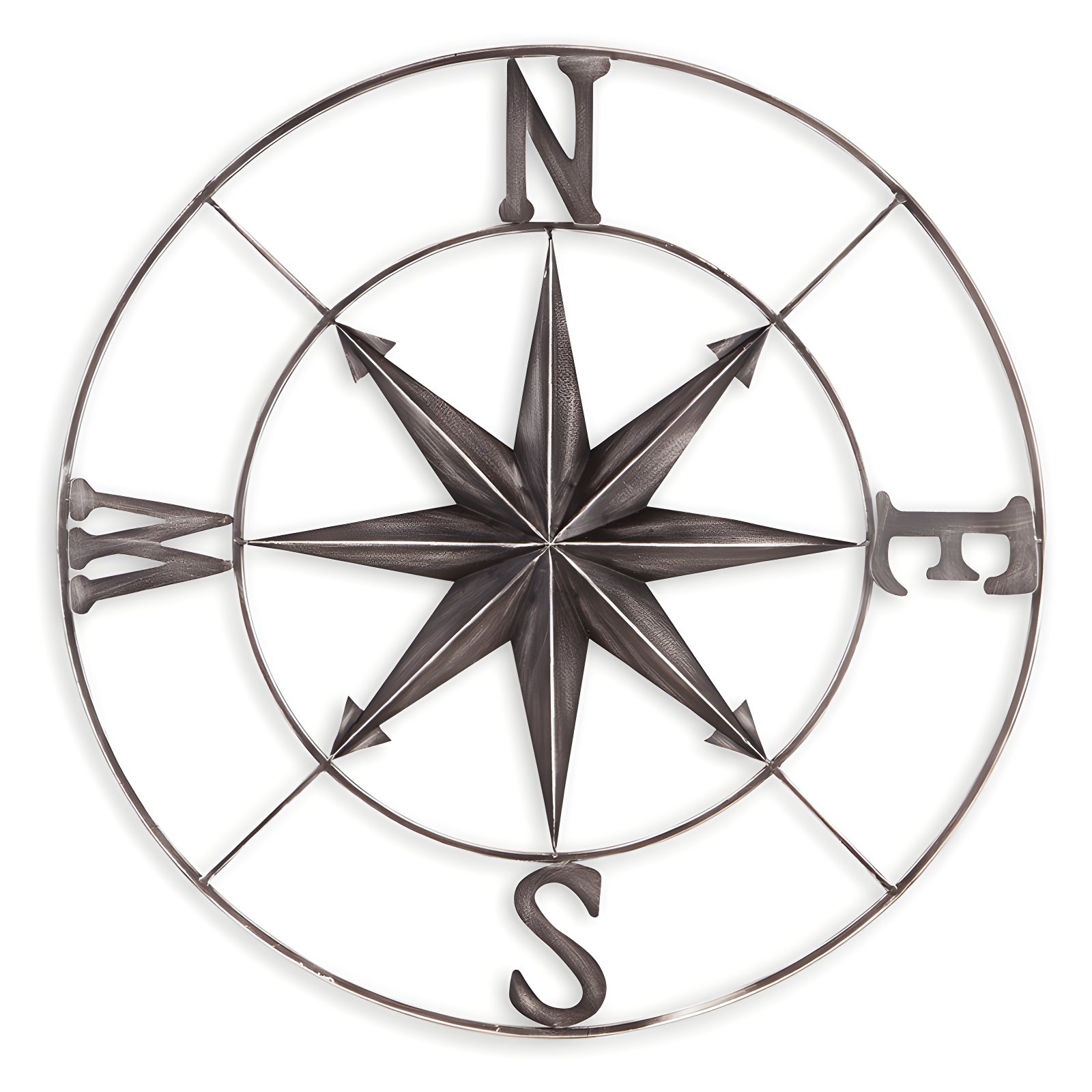 Gray Metal Nautical Compass Wall Decor, 32-Inch