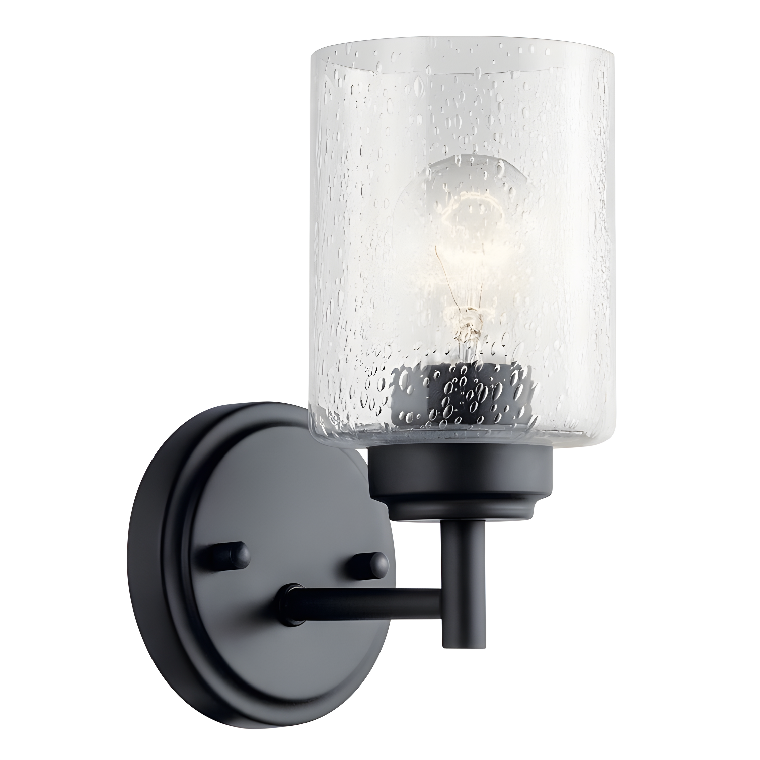 Winslow Transitional Black Bronze Wall Sconce with Clear Cylinder Shade