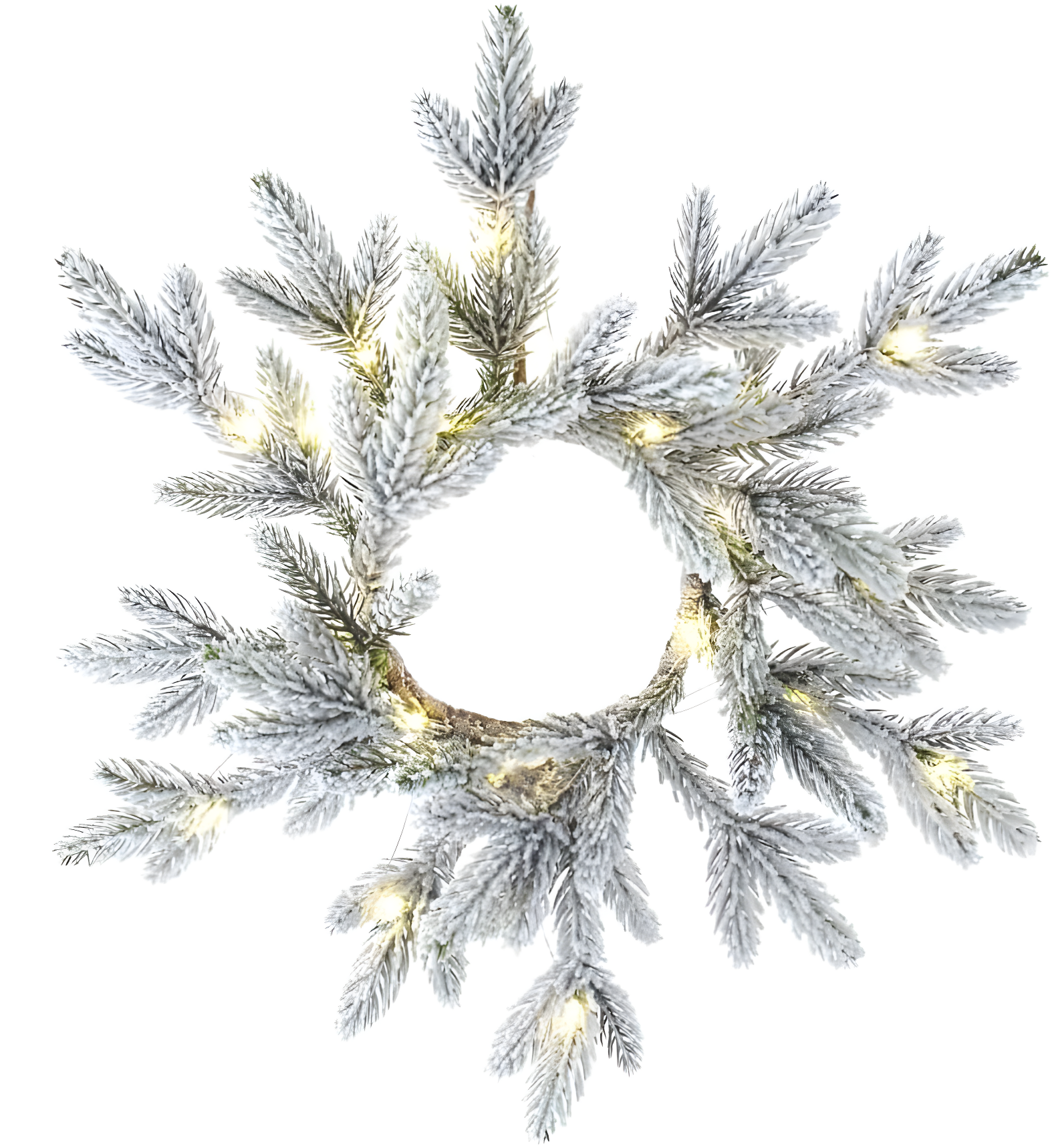 Festive Flocked Pine 18" Wreath with Warm White LED Lights