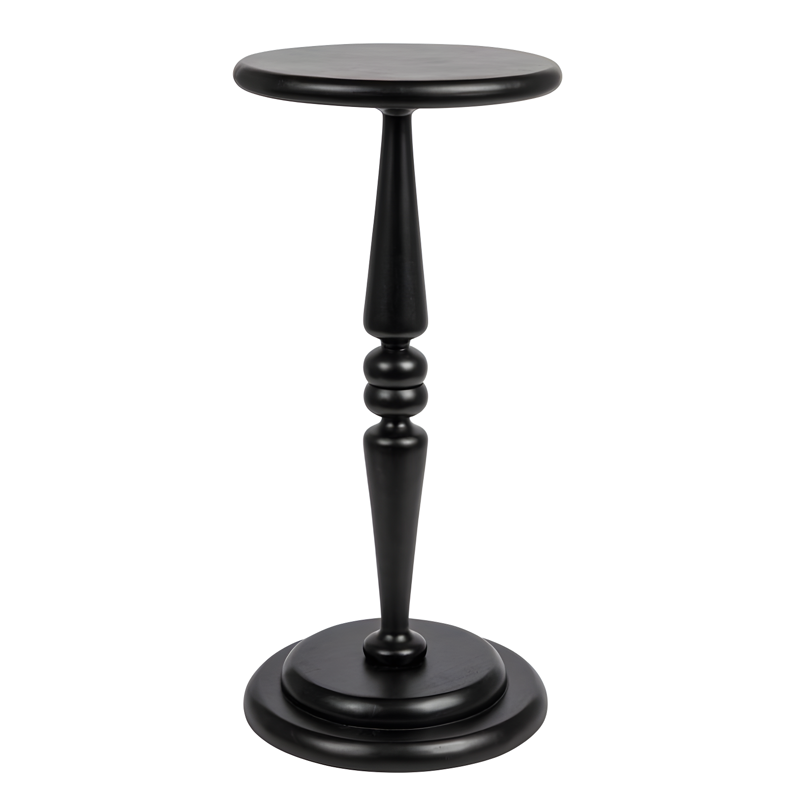 Black Round Wood Pedestal Side Table