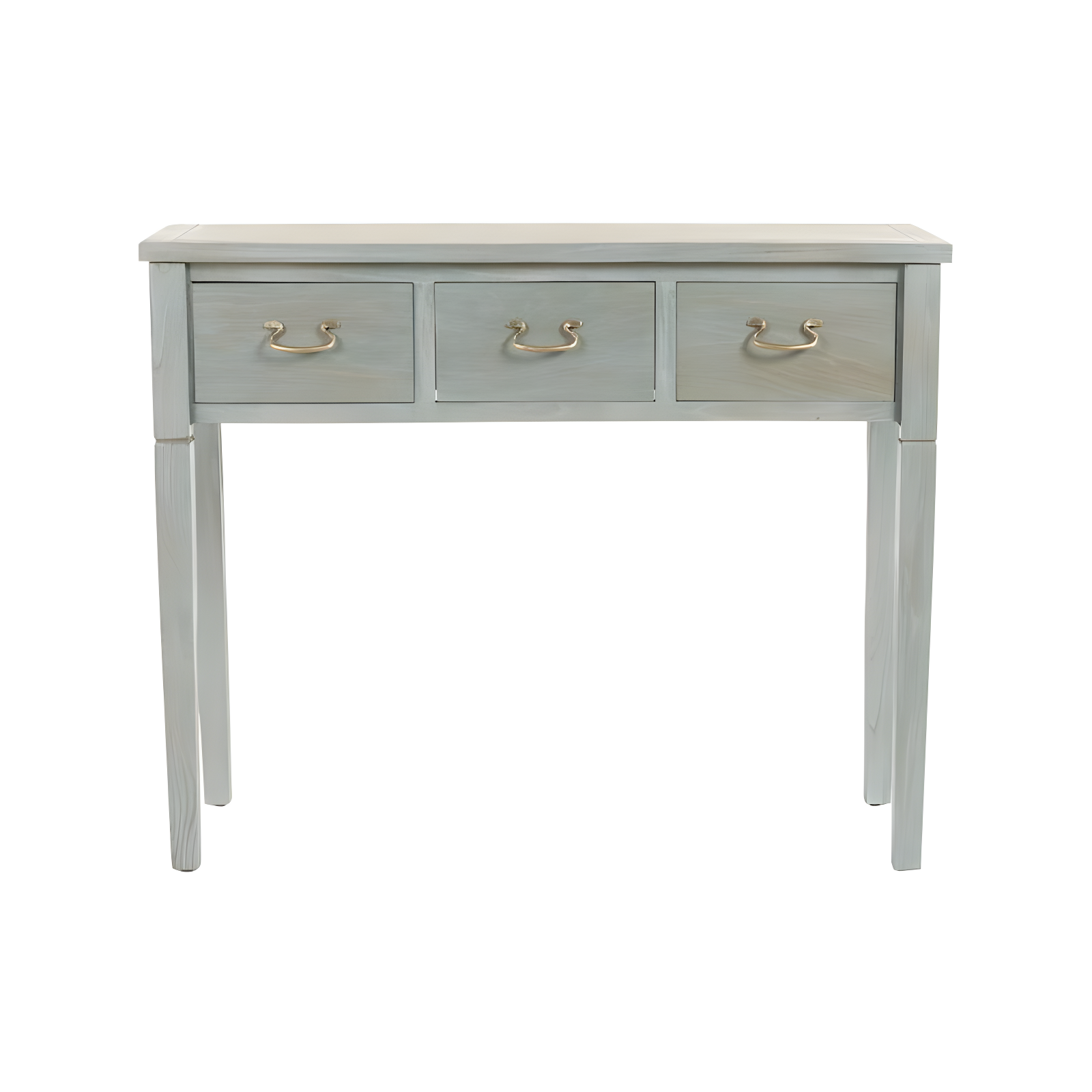 Ash Grey Elm Wood Console Table with Storage Drawers