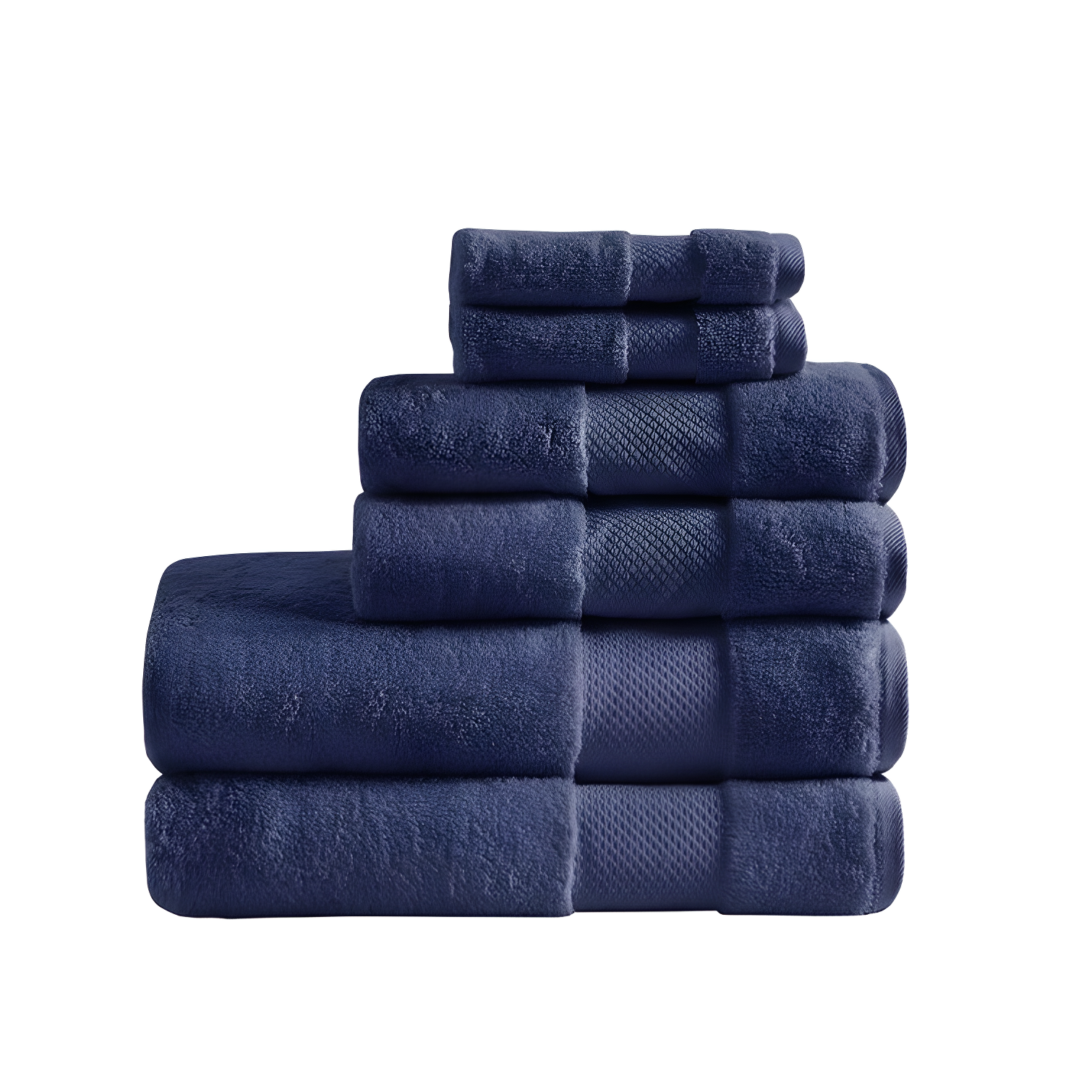 Navy Turkish Cotton Hand Towel Set of Six