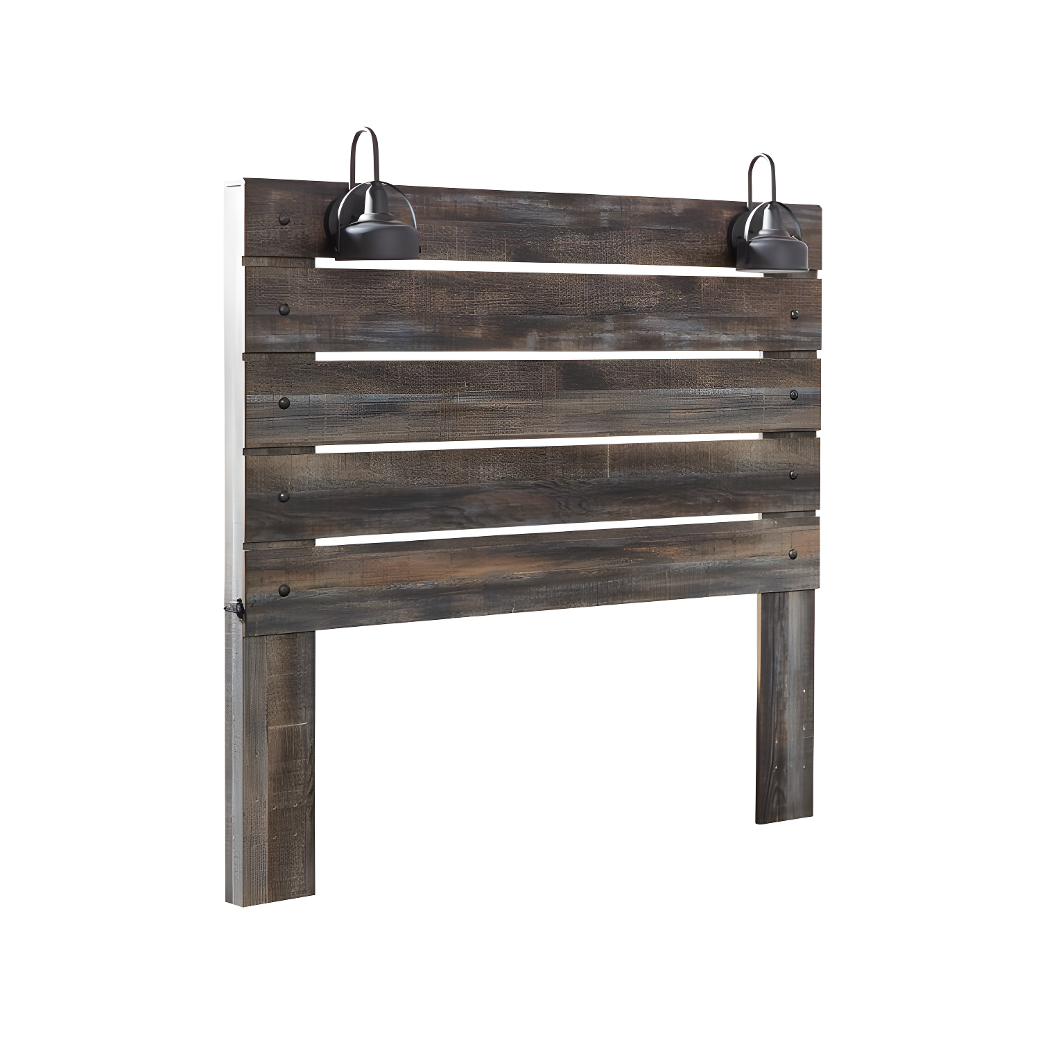 Rustic Queen Storage Bed with Built-In Sconces and USB Ports - Brown