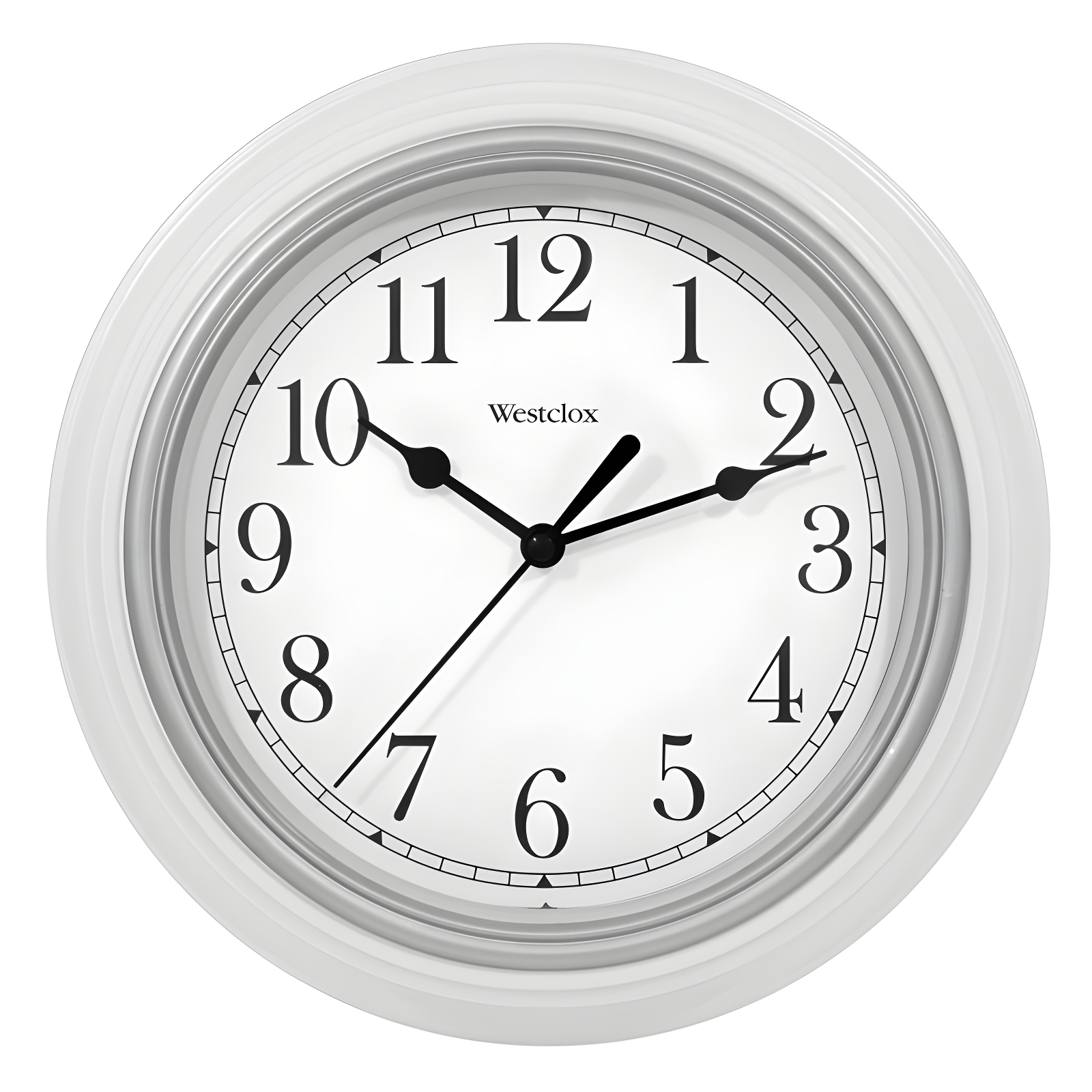 Westclox 9" White Round Wall Clock with Glass Lens