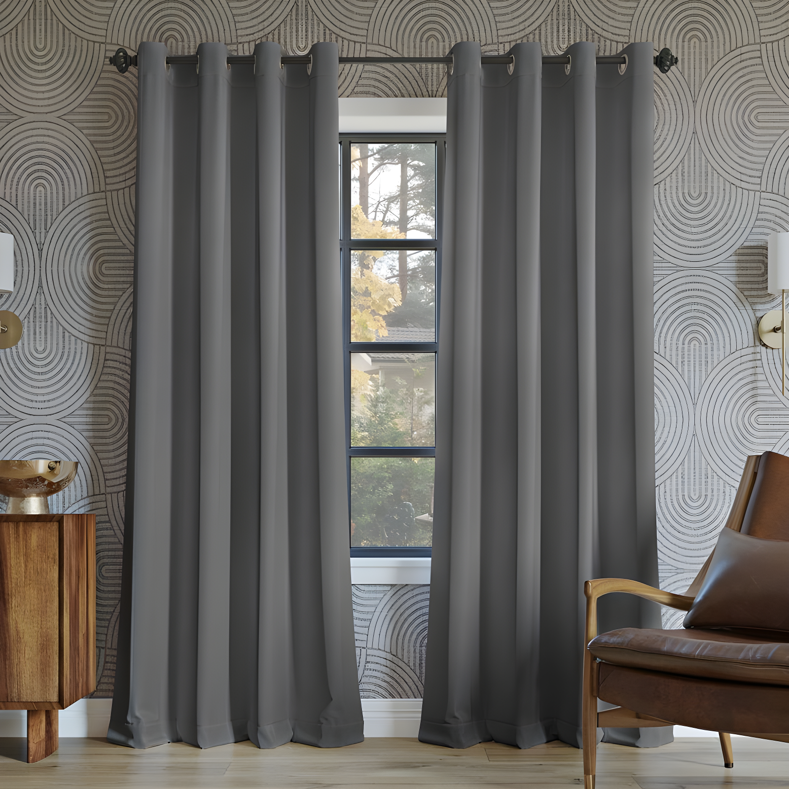 Oslo Gray 52" x 63" 100% Blackout Grommet Curtain Panel