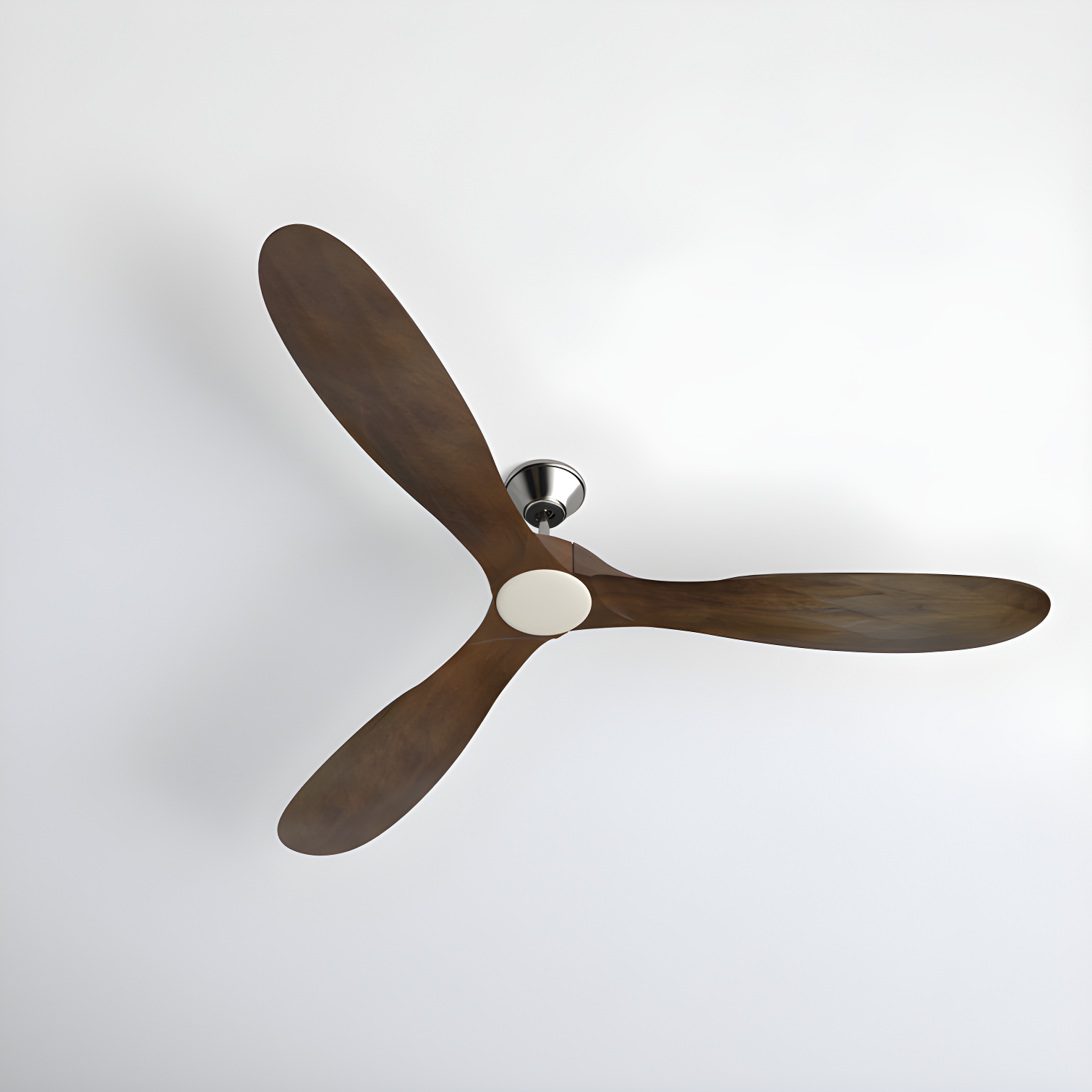 52-Inch Brushed Steel and Walnut LED Ceiling Fan