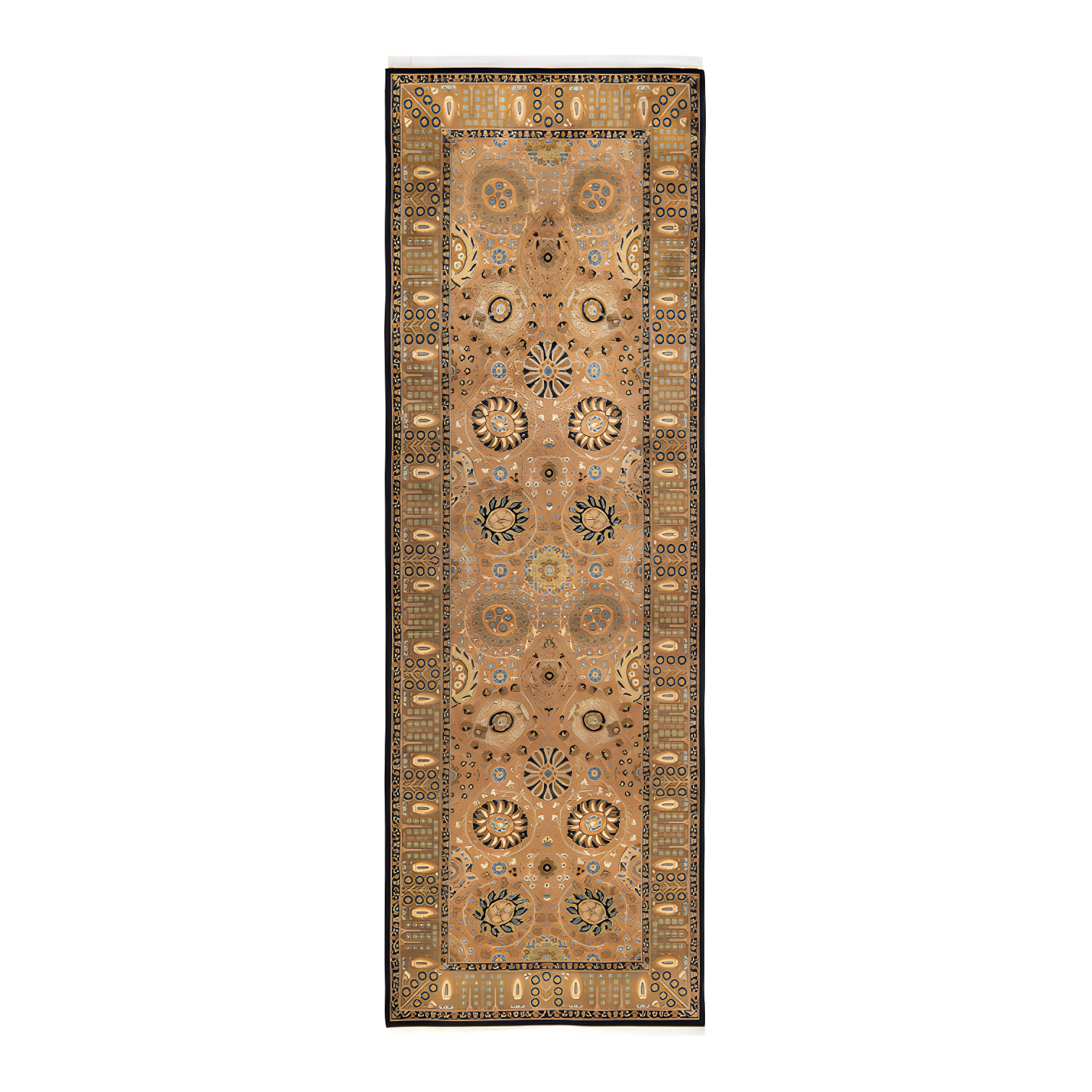 Hand-Knotted Brown Wool Geometric Runner Rug