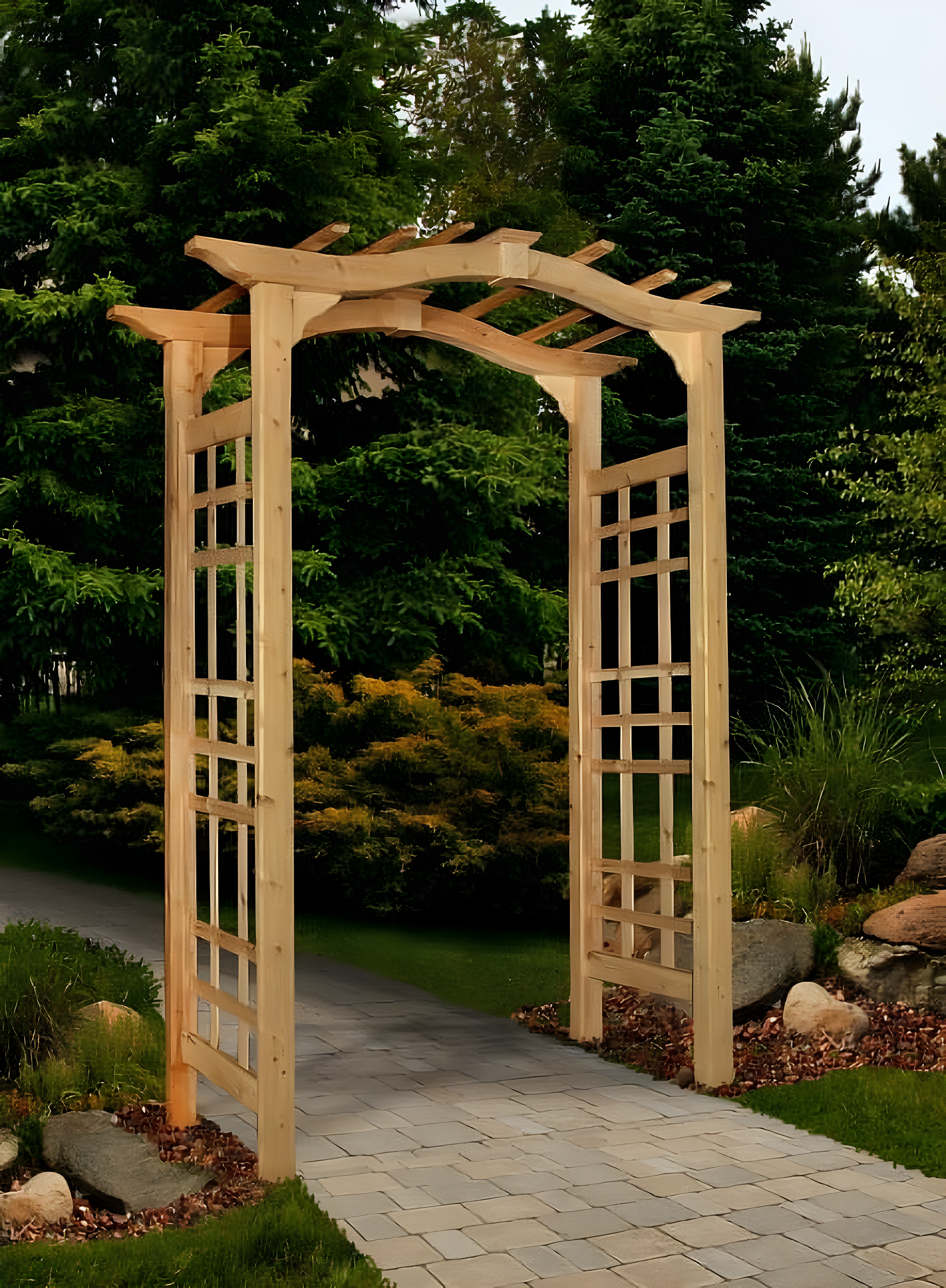 Westwood Cedar Arbor with Flat Roof, Golden Brown