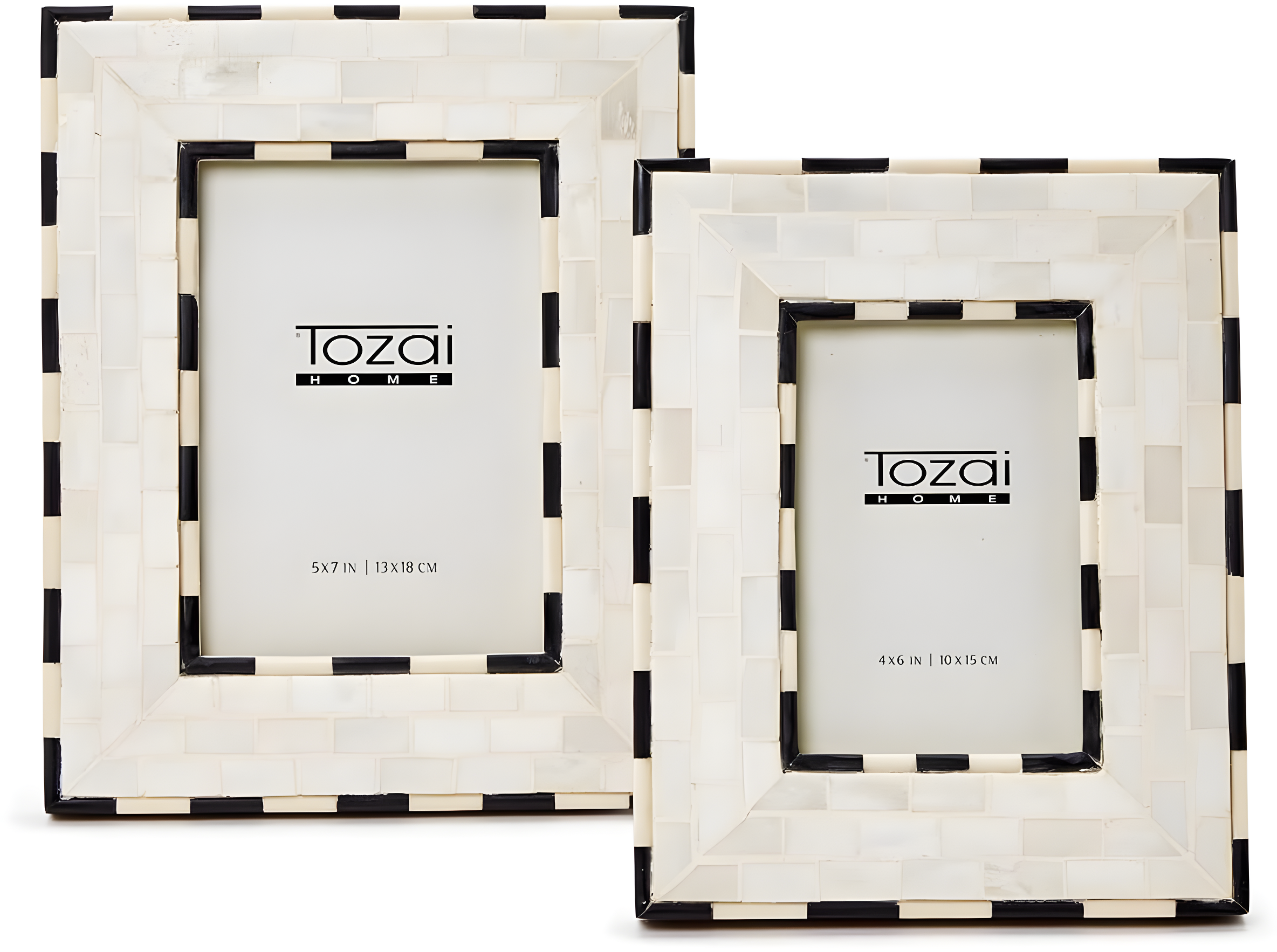 Black and White Bone Brick Pattern Photo Frames Set