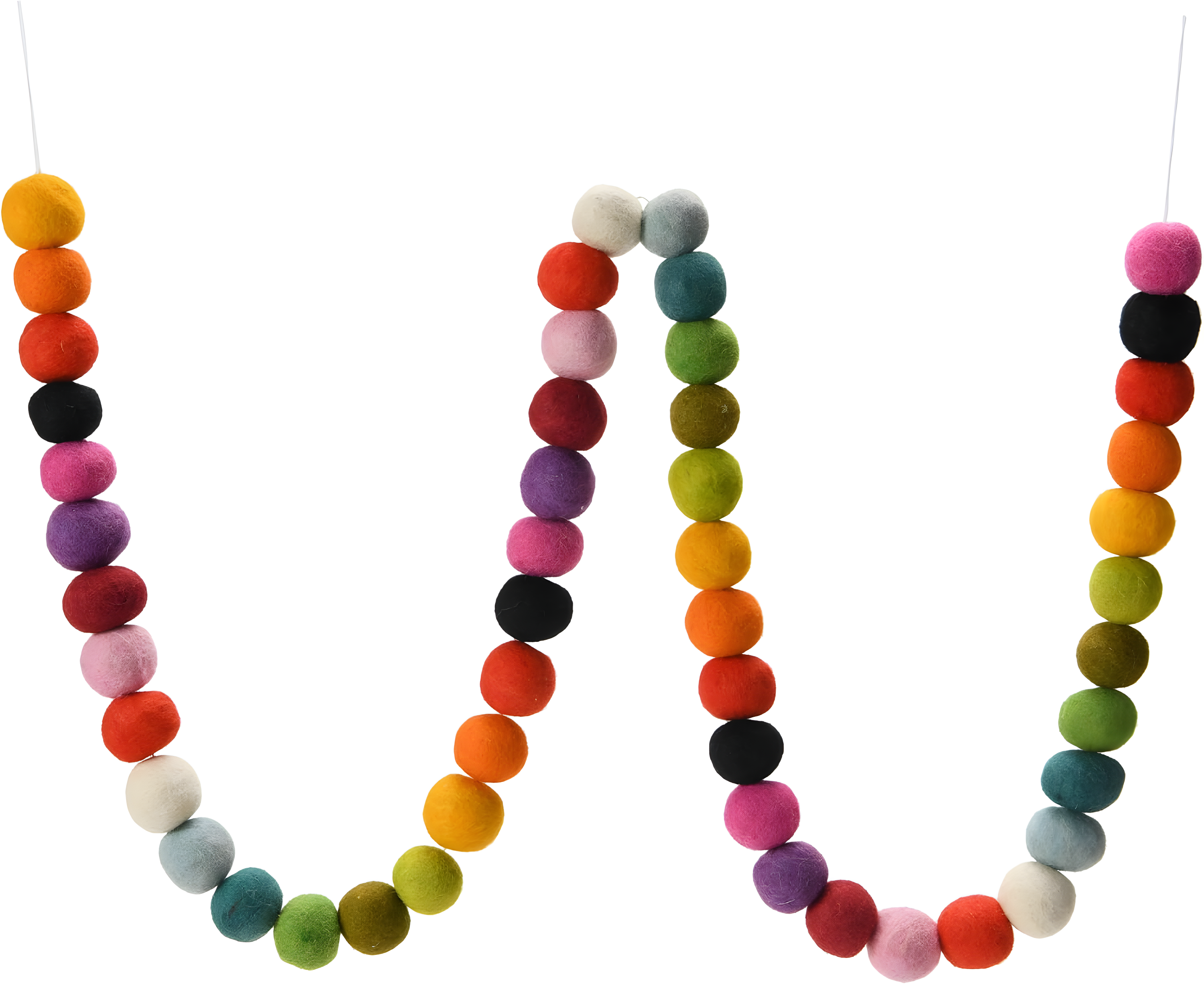 72-Inch Multicolor Wool Felt Ball Garland