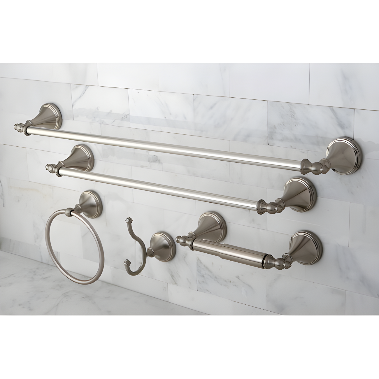 Naples Brushed Nickel 5-Piece Bathroom Hardware Set