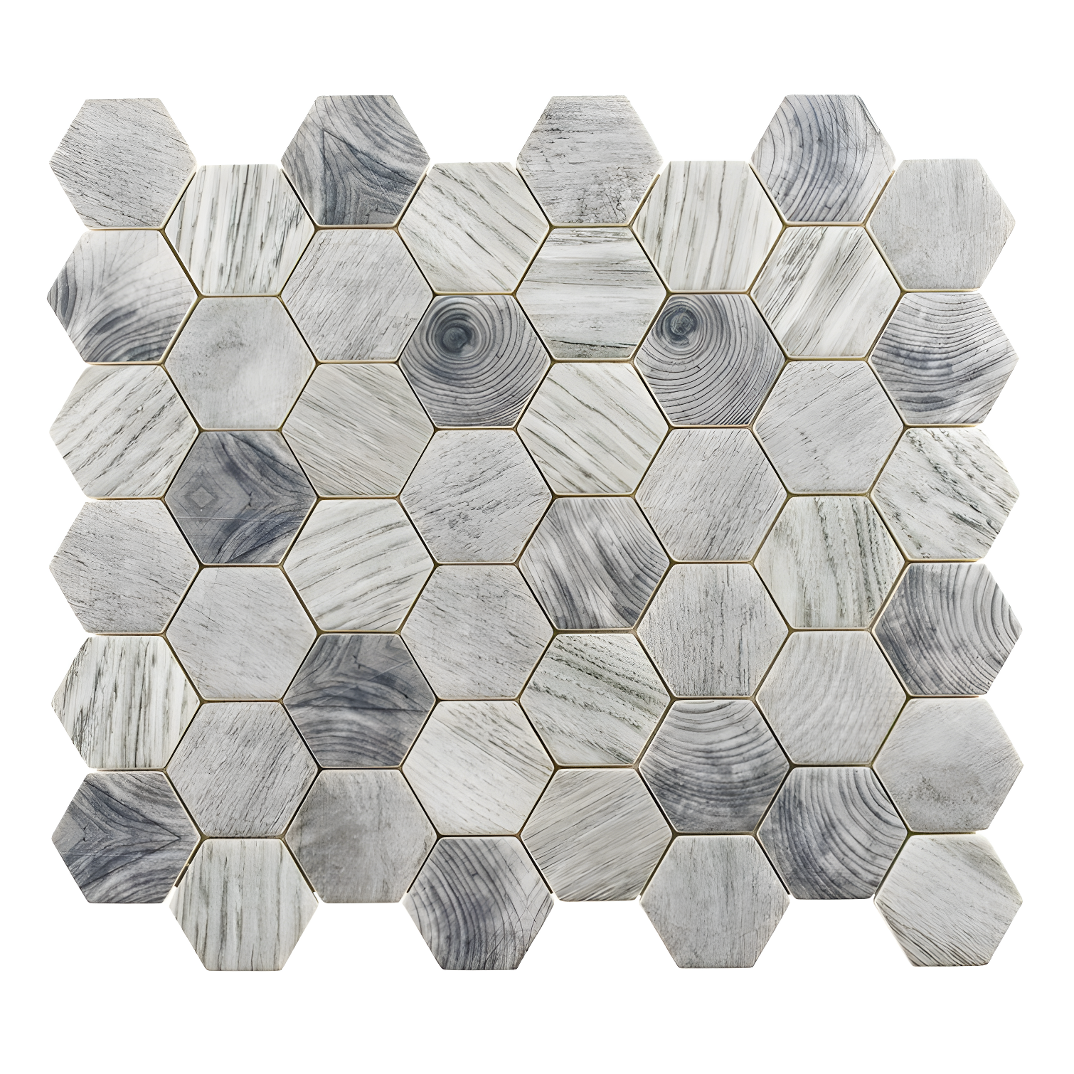 Ashwood Hexagon Glass Mosaic Tile for Bathroom and Shower