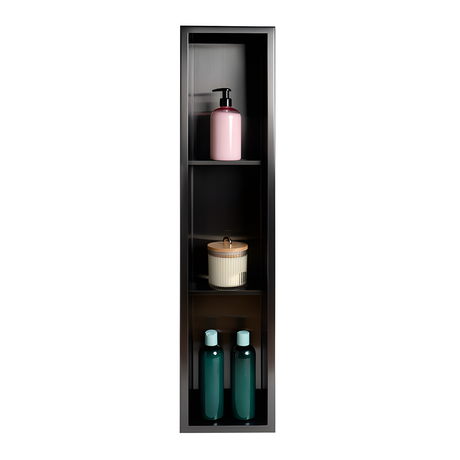 Brushed Black Stainless Steel Vertical Triple Shelf Shower Niche