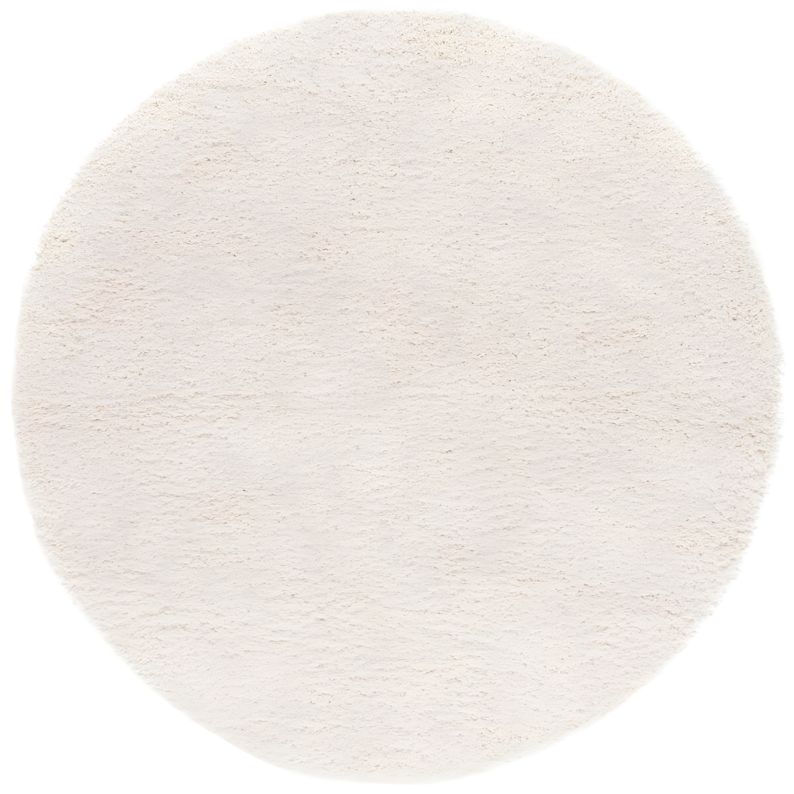 Ivory Round Hand-Knotted Shag Area Rug