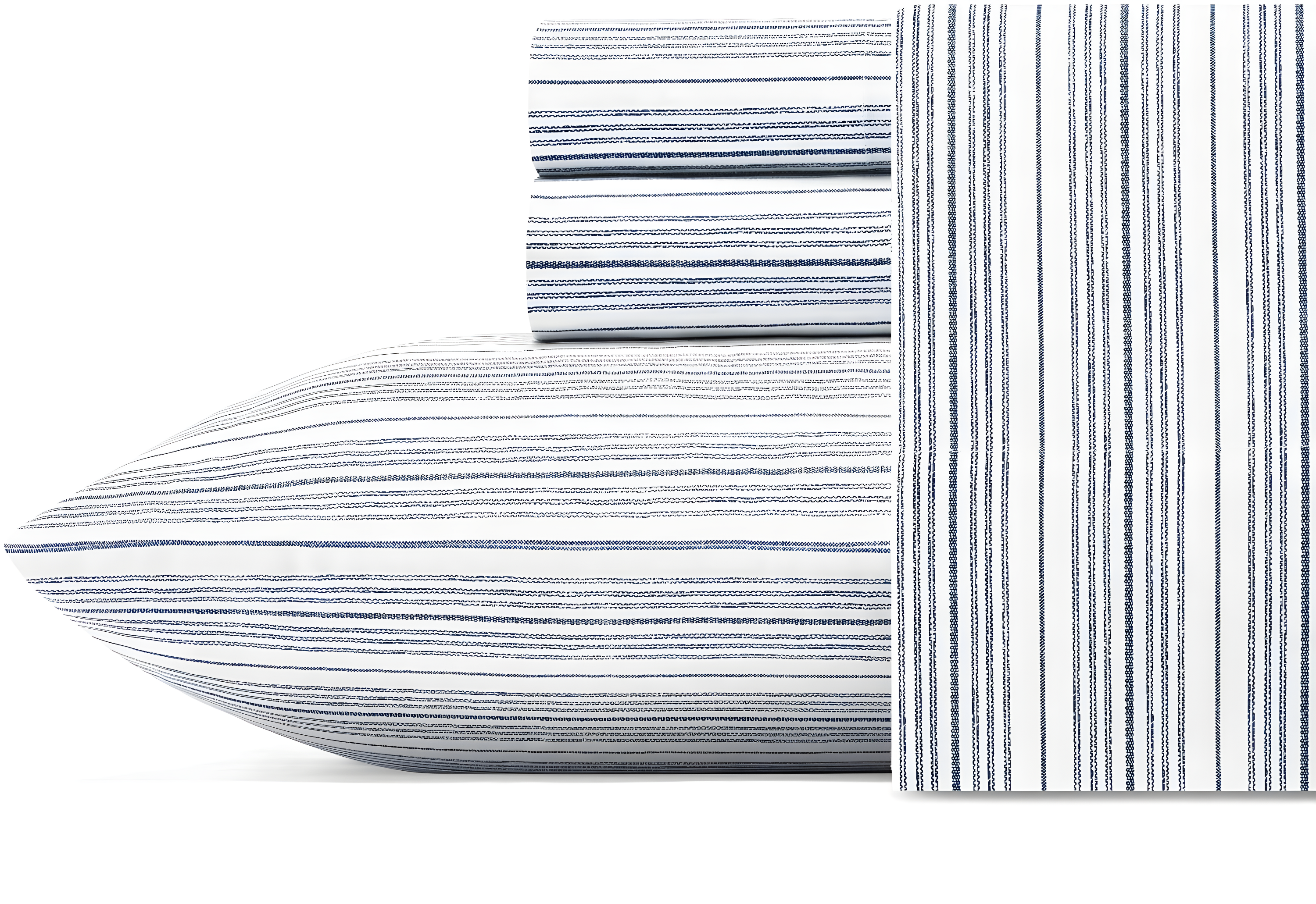 Twin Blue and White Cotton Percale Striped Bedding Set