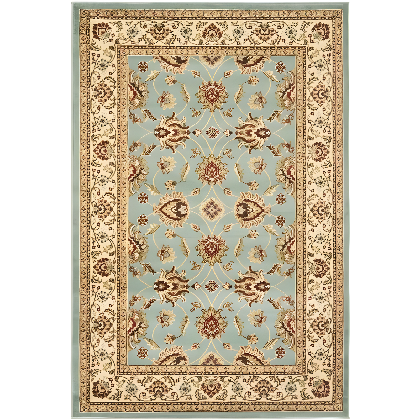 Blue and Ivory Safavid Style Rectangular Area Rug, 12' x 15'