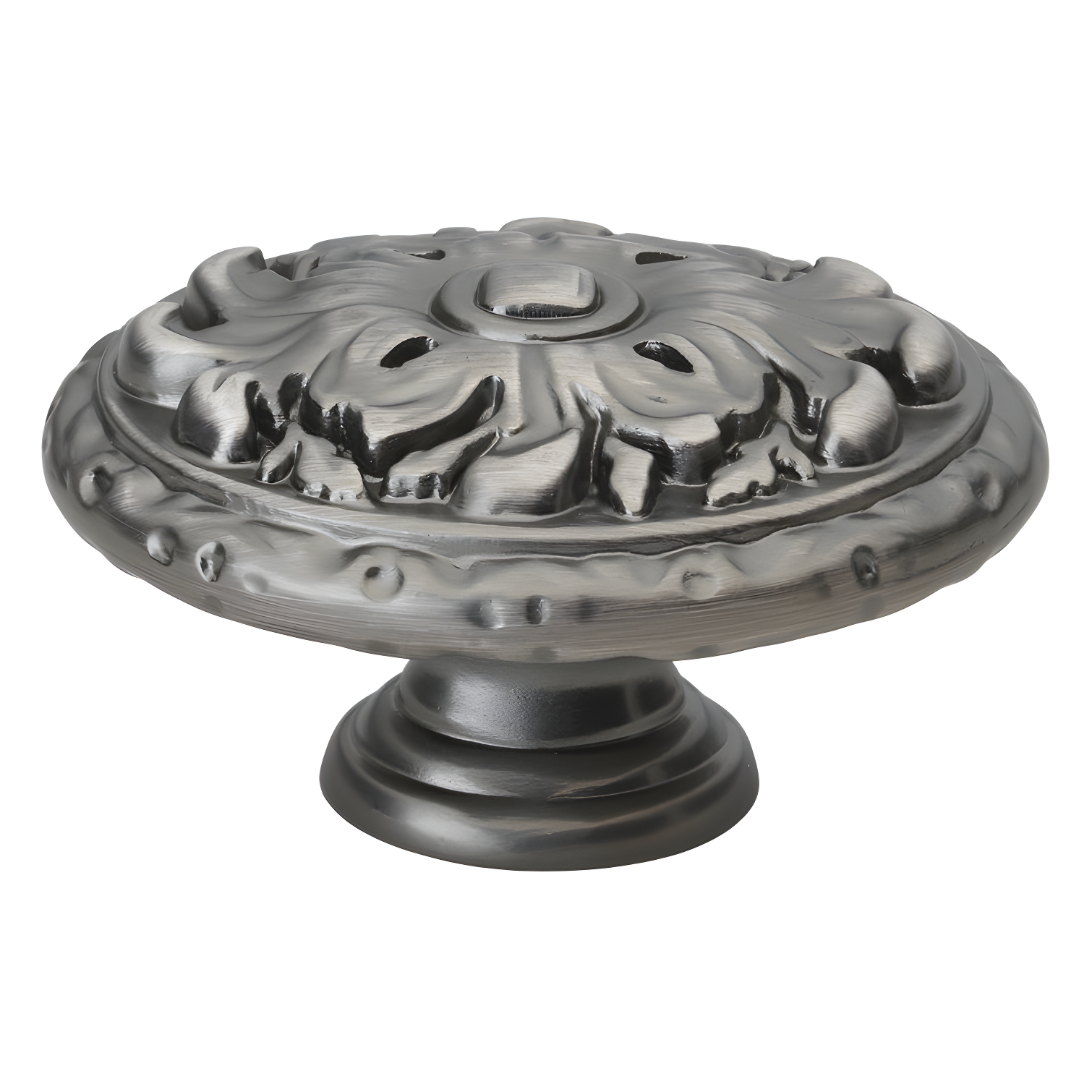 Brushed Pewter Ornate Oval Cabinet Knob Set