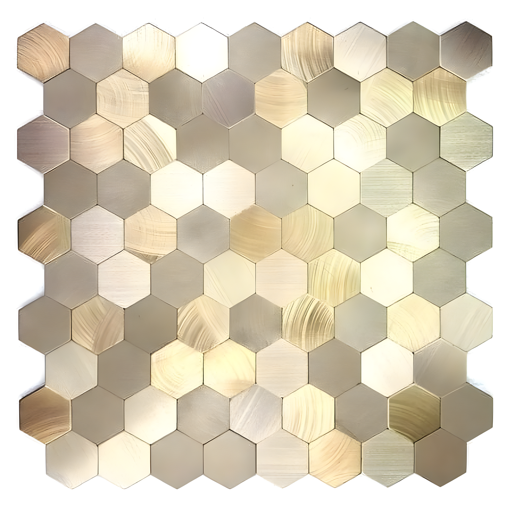 Gold Hexagonal Peel and Stick Metal Mosaic Tile Sheet