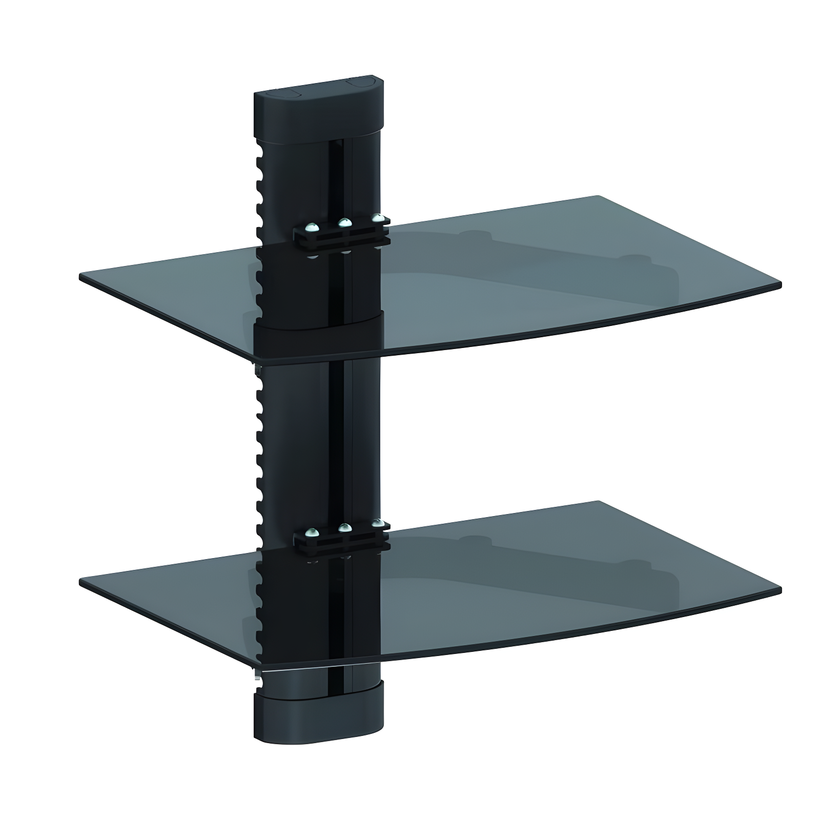 Sleek Black 15" Steel and Tempered Glass Floating Wall Shelf