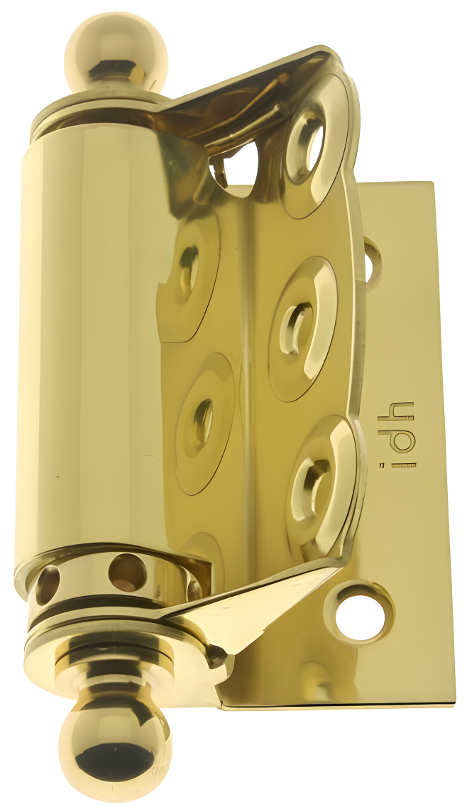 Polished Brass Adjustable Spring Screen Door Hinge Pair