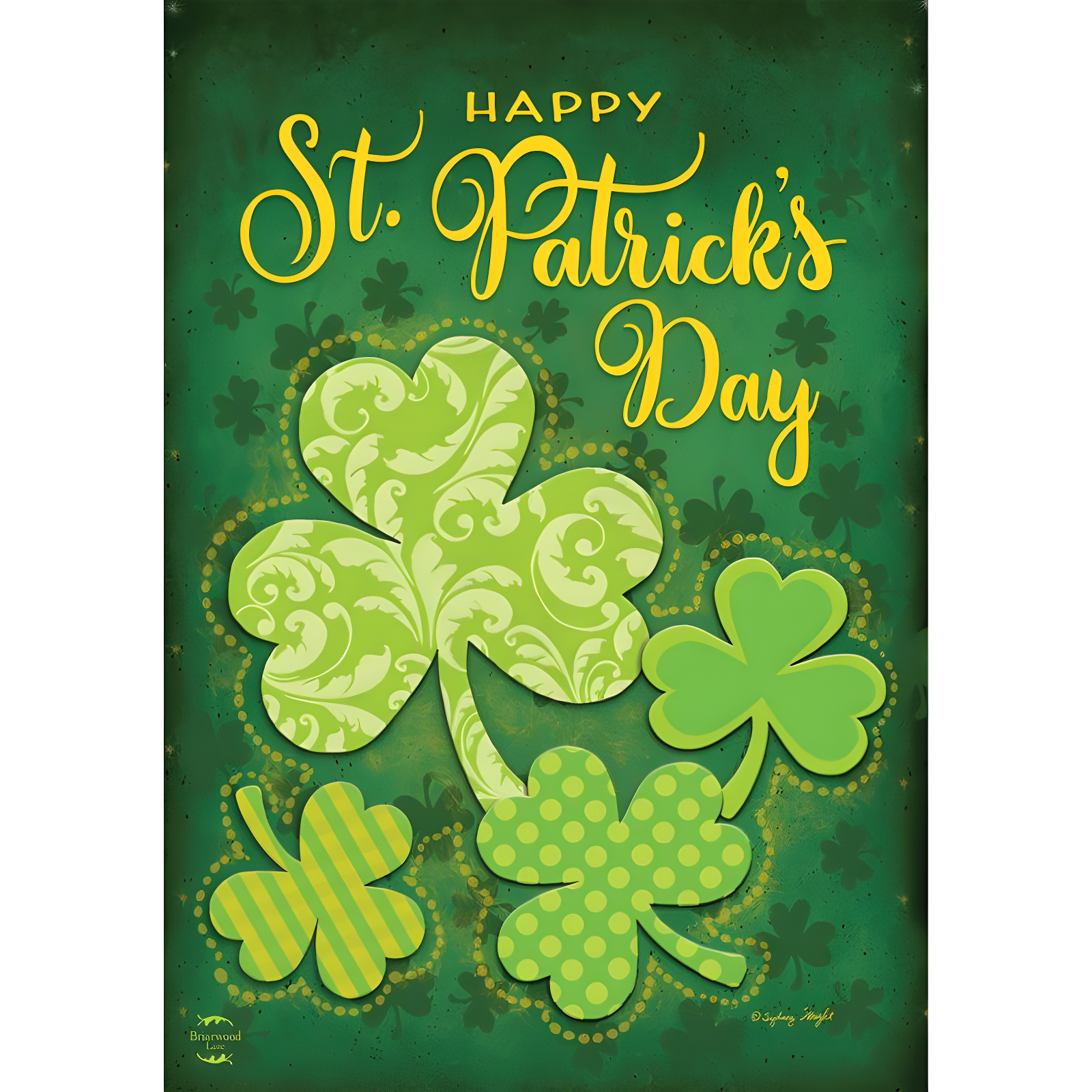 Green Shamrock St. Patrick's Day Polyester House Flag