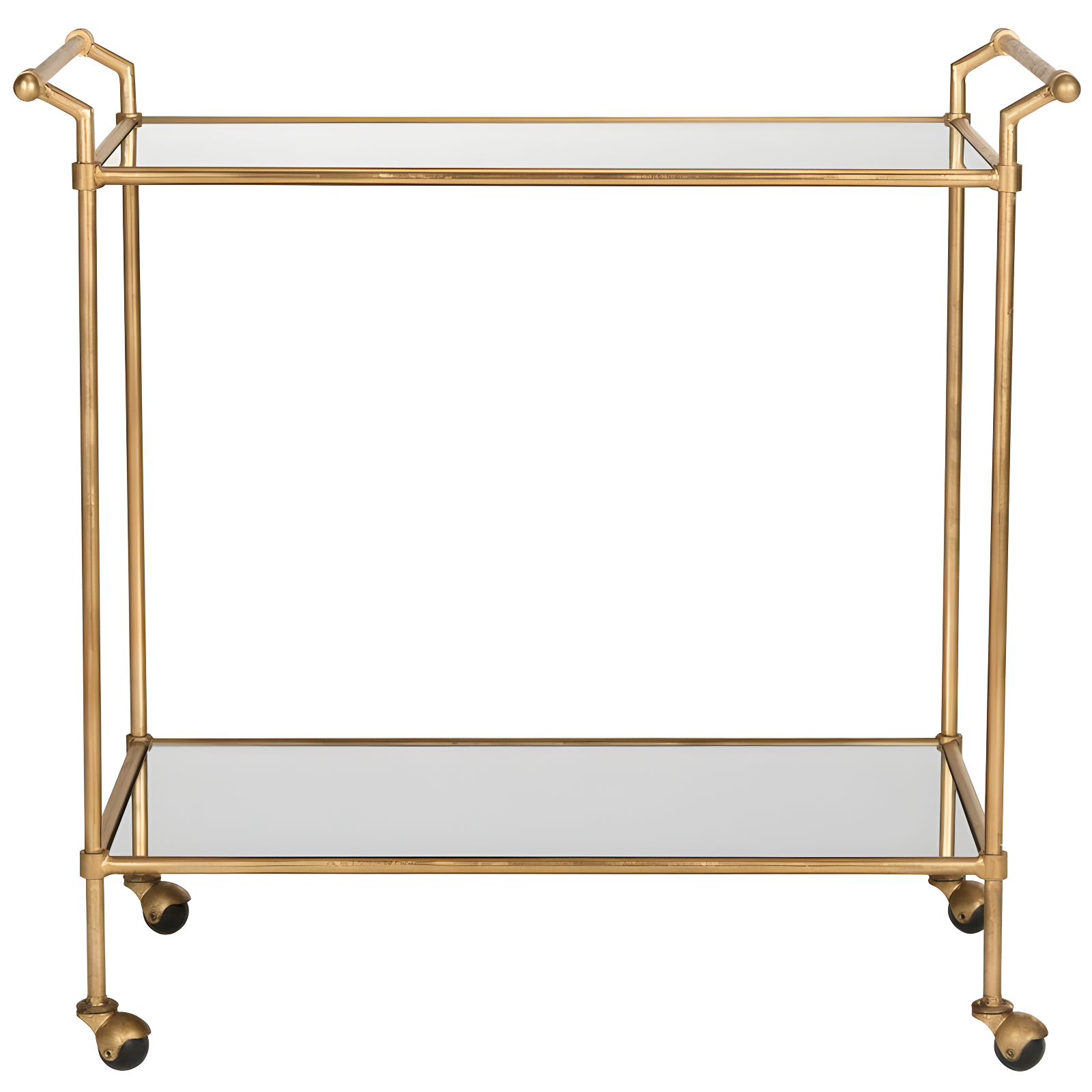 Felicity Gold and Mirror Two-Tier Bar Cart with Handles