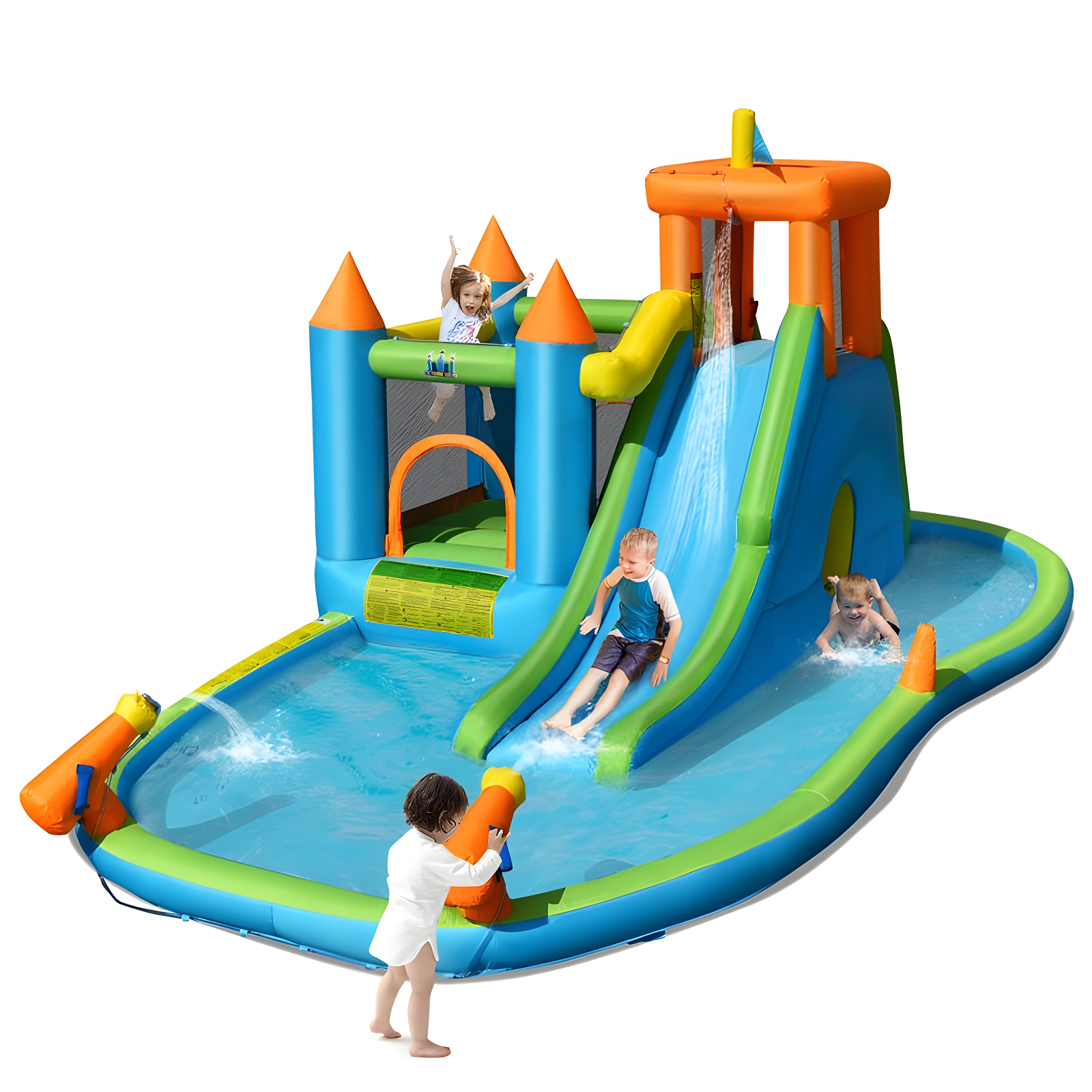 Colorful Inflatable Water Slide Bounce House with Splash Pool