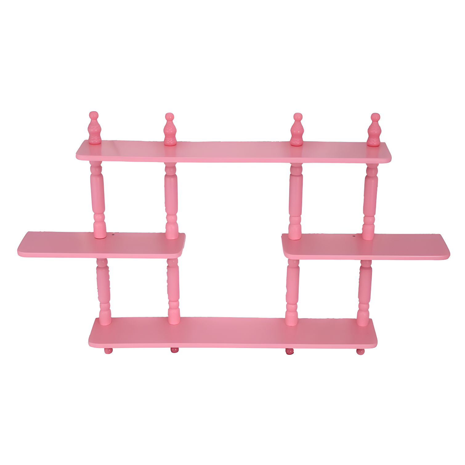 Pink Painted 3-Tier Wooden Floating Wall Shelf