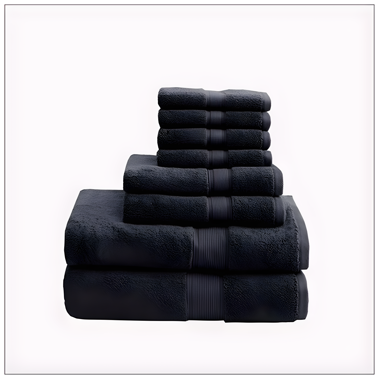 Oversized Black Cotton Hand and Washcloth Set