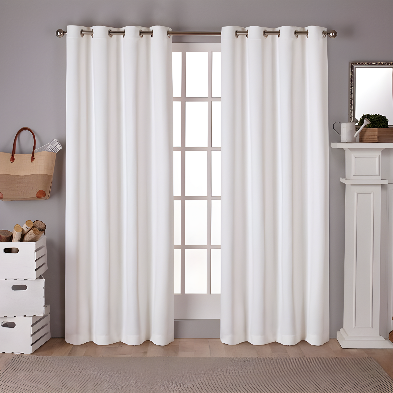 Vanilla Polyester Blackout Grommet Curtain Panels, 52" x 96"