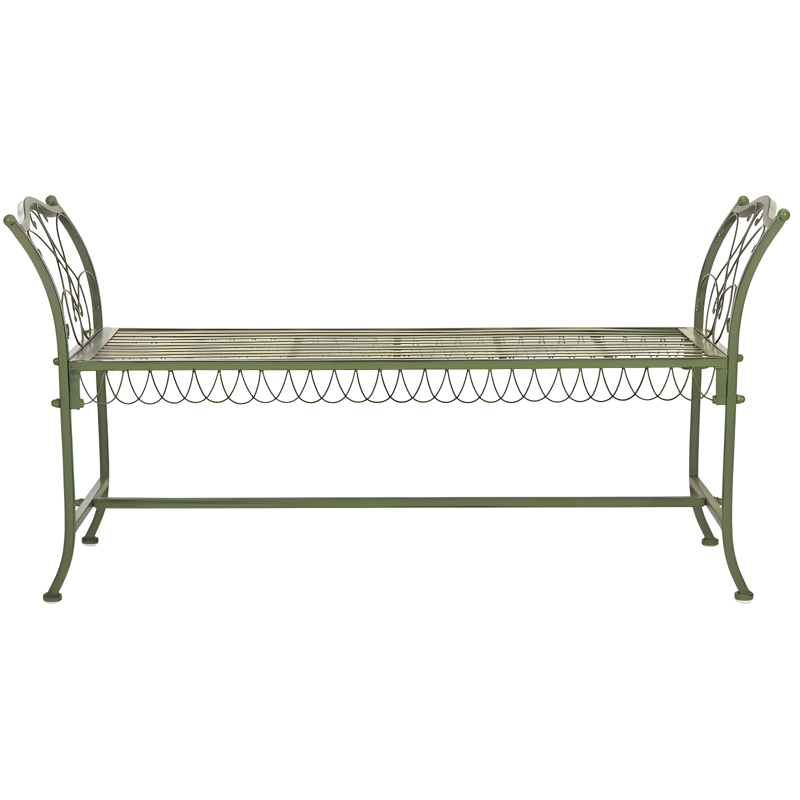 Arona 51" Antique Green Iron Outdoor Bench