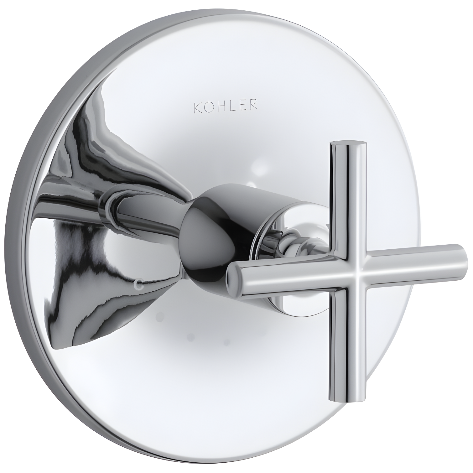 Polished Chrome Wall-Mounted Cross Handle Valve Trim