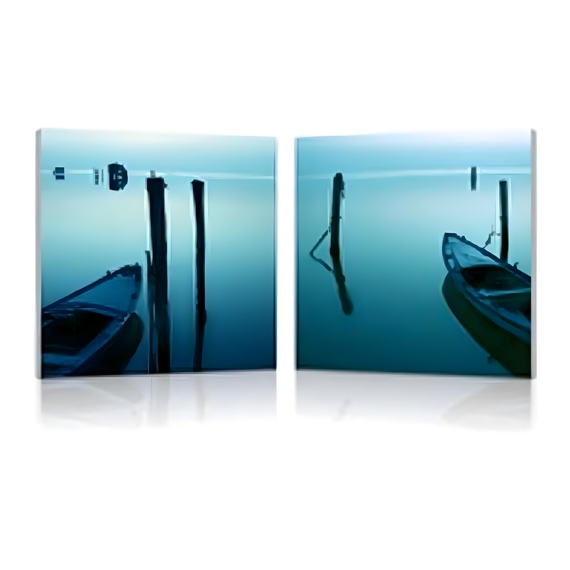 Idle Shore Multicolor Vinyl Canvas Diptych with MDF Frame