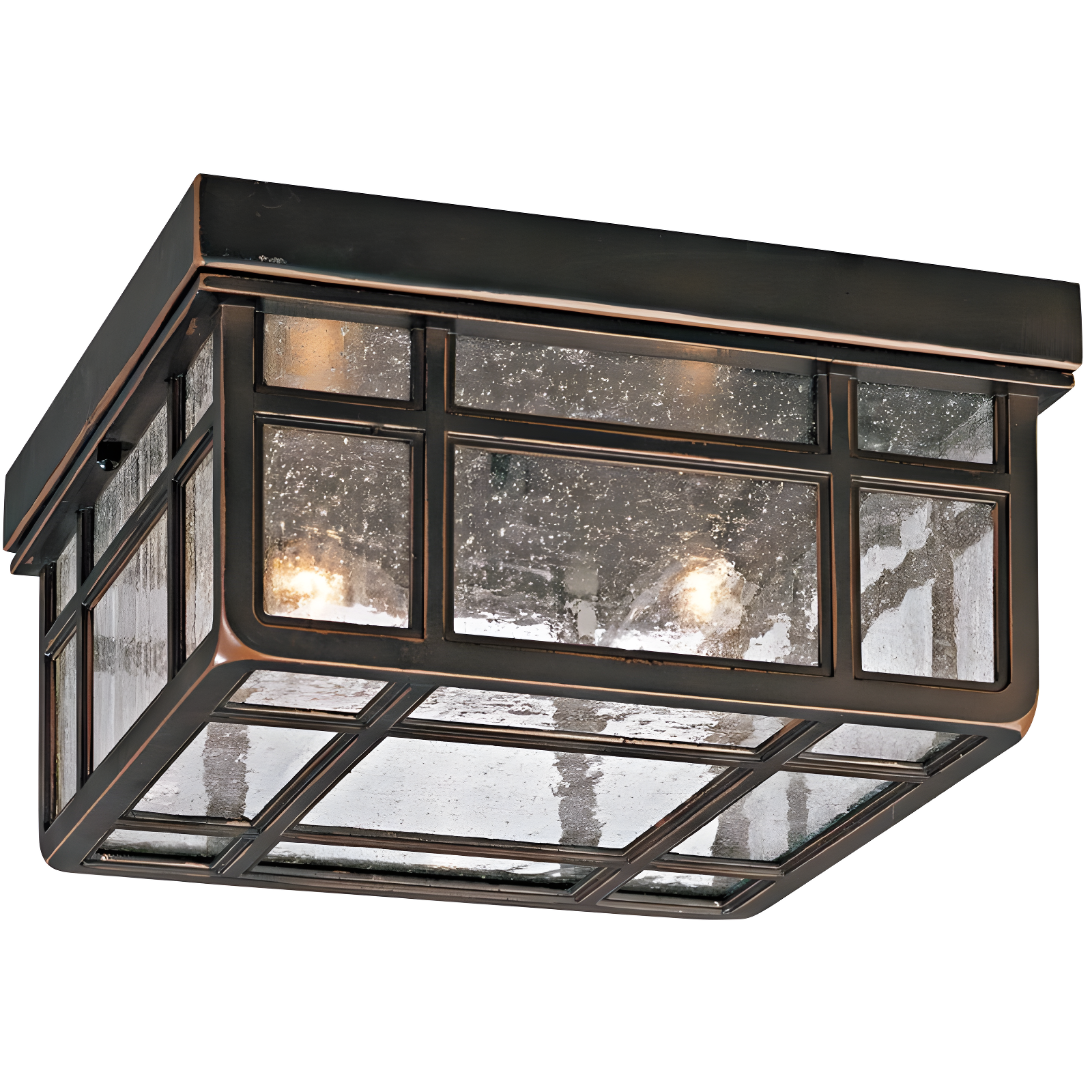 Sierra Craftsman 14" Rubbed Bronze Clear Glass Outdoor Ceiling Light