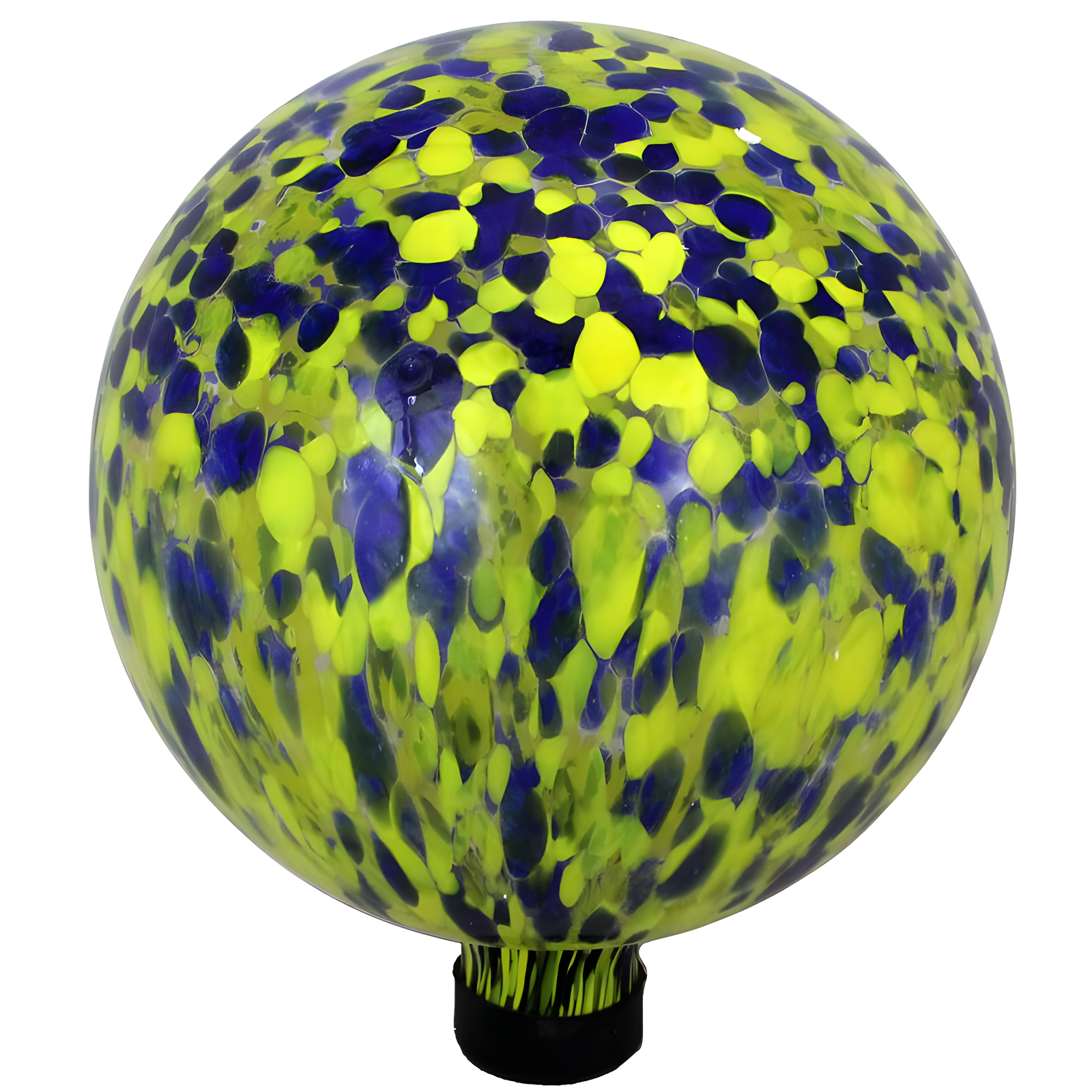 10" Yellow and Blue Glass Outdoor Garden Gazing Ball