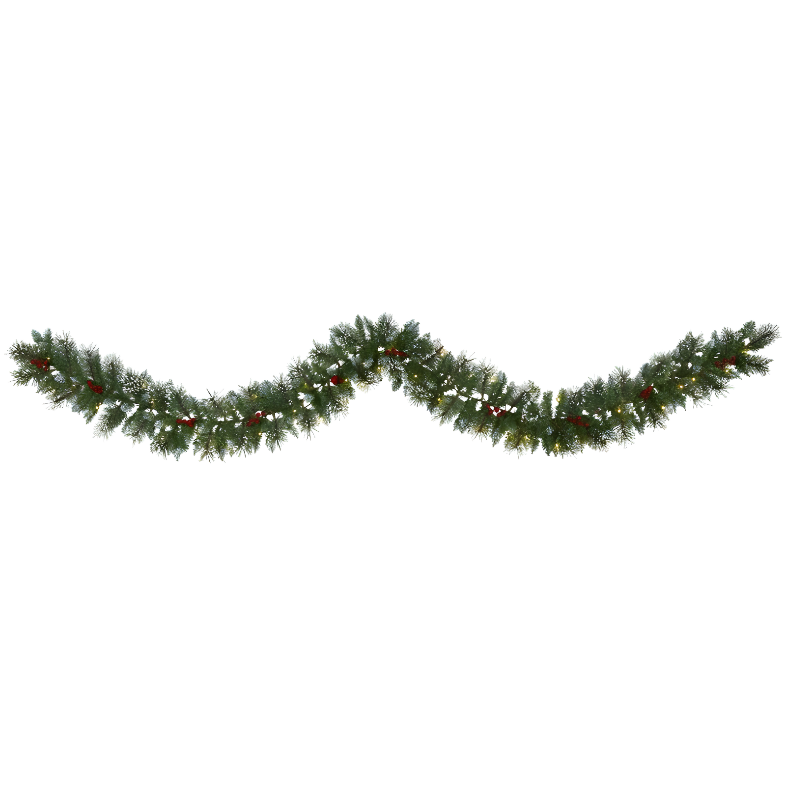 9' Frosted Pine Artificial Garland with Clear LED Lights