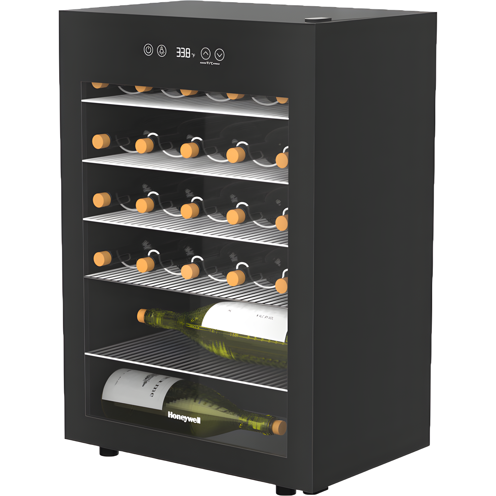 Honeywell 24 Bottle and Can Black Freestanding Wine Cooler with Digital Control