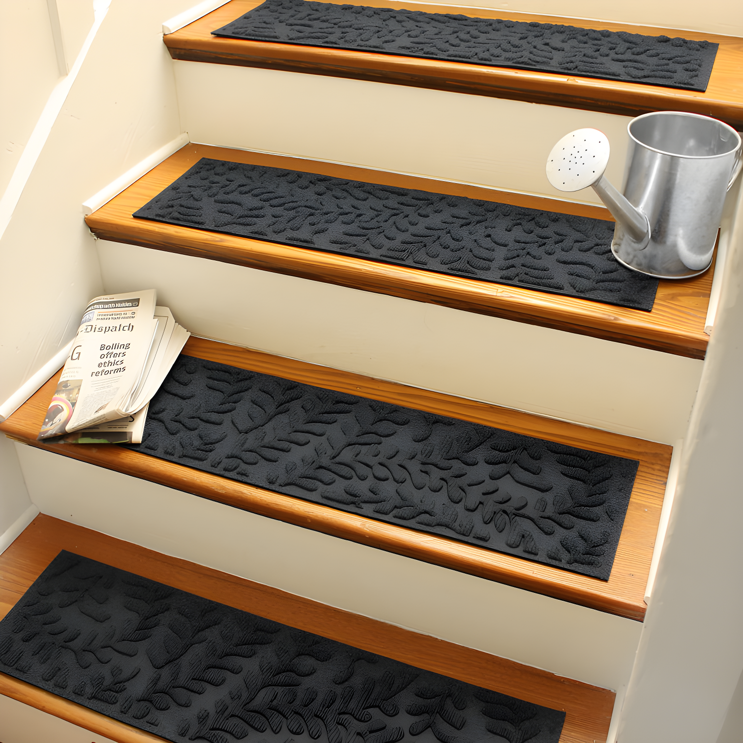 Charcoal Rubber Boxwood Design Indoor Outdoor Stair Treads