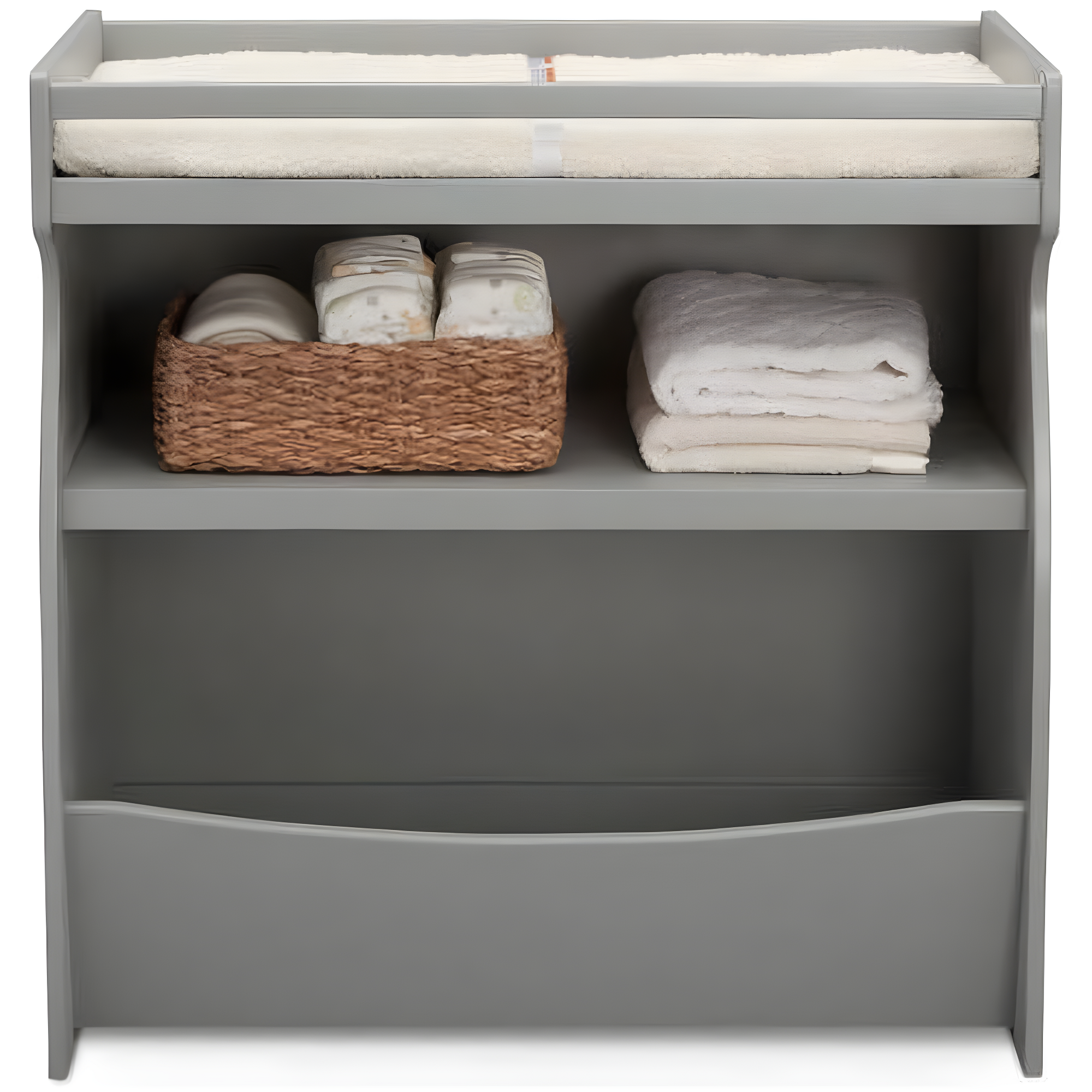 Gray 2-in-1 Changing Table with Storage and Safety Strap