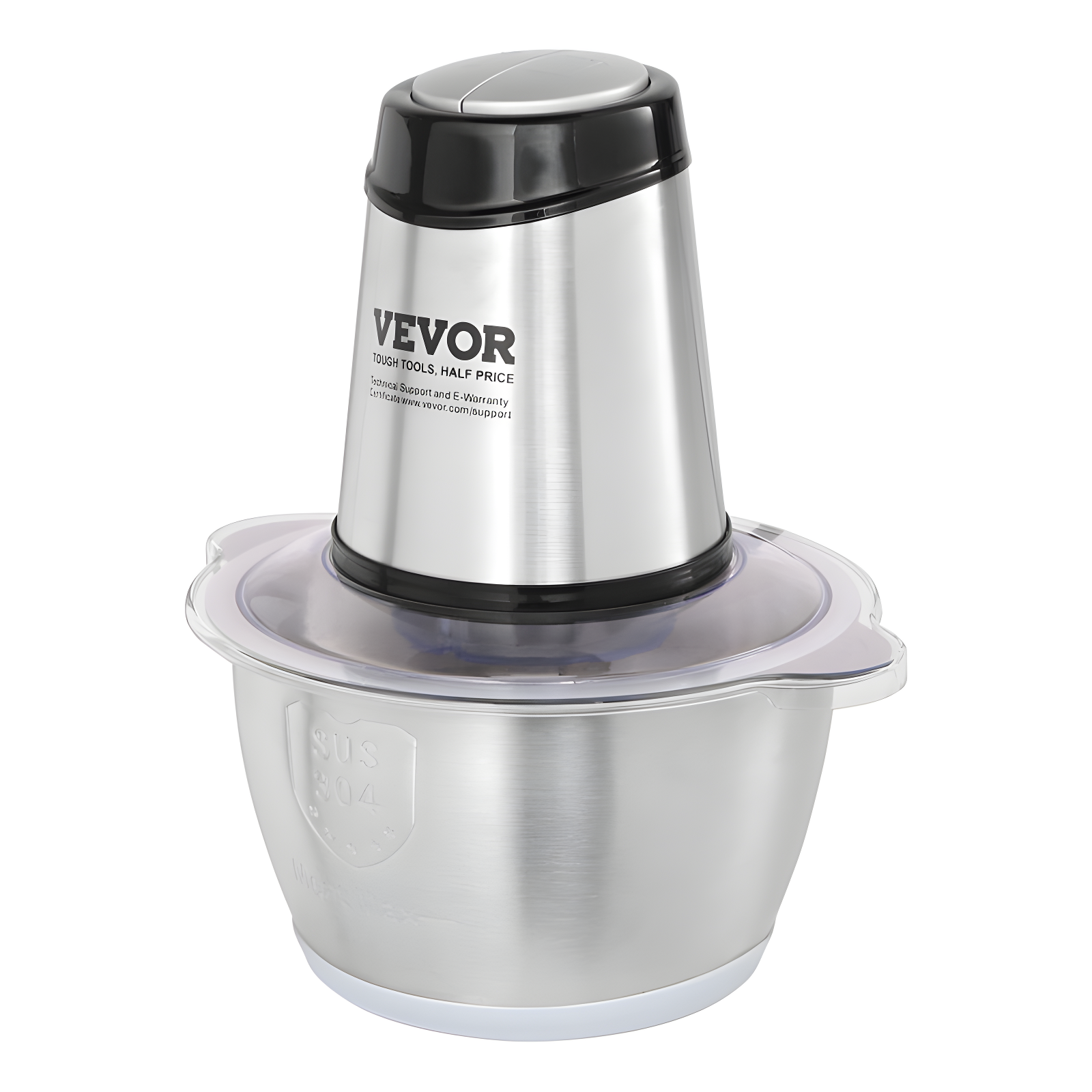 Silver Variable Speed Stainless Steel Food Processor with 8 Cup Bowl