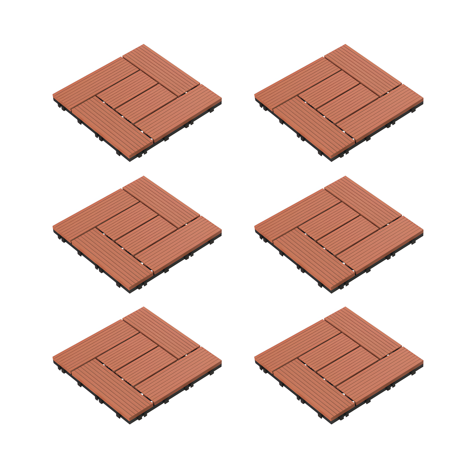 Terracotta Wood Plastic Composite Interlocking Deck Tiles, 24-Pack