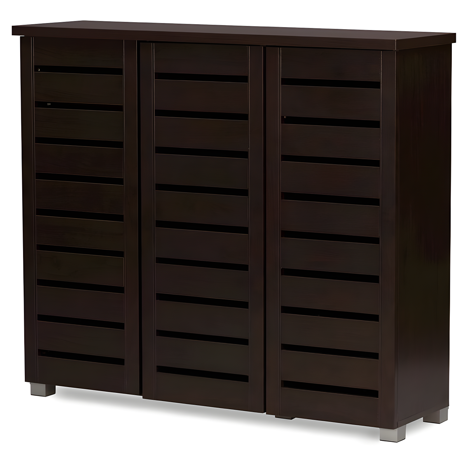 Adalwin Dark Brown 3-Door Wooden Shoe Storage Cabinet