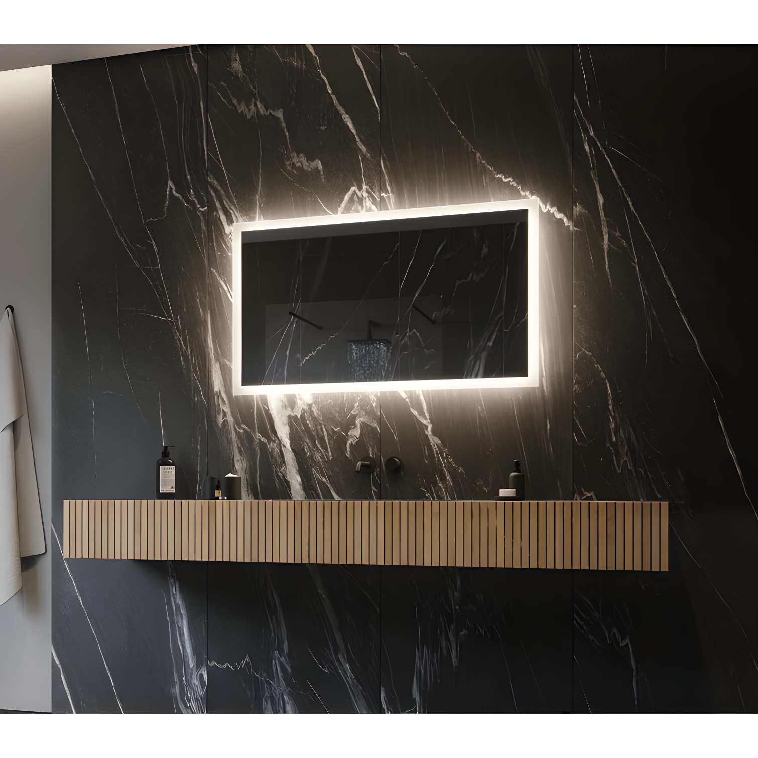 Elegant Frameless Rectangular Backlit Vanity Bathroom Mirror