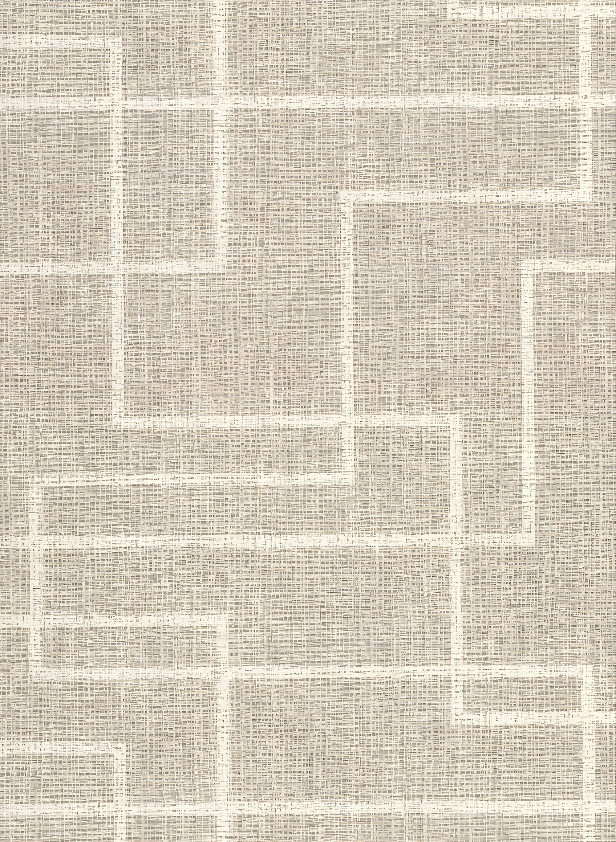 Clarendon Brown Faux Grasscloth Wallpaper with Off-White Geometric Pattern