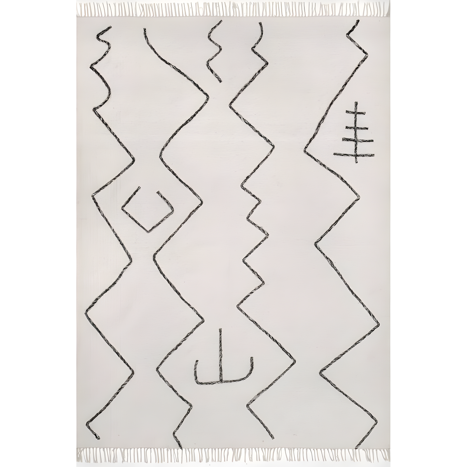 Handmade Ivory Wool & Viscose 3' x 5' Flatweave Area Rug with Tassels