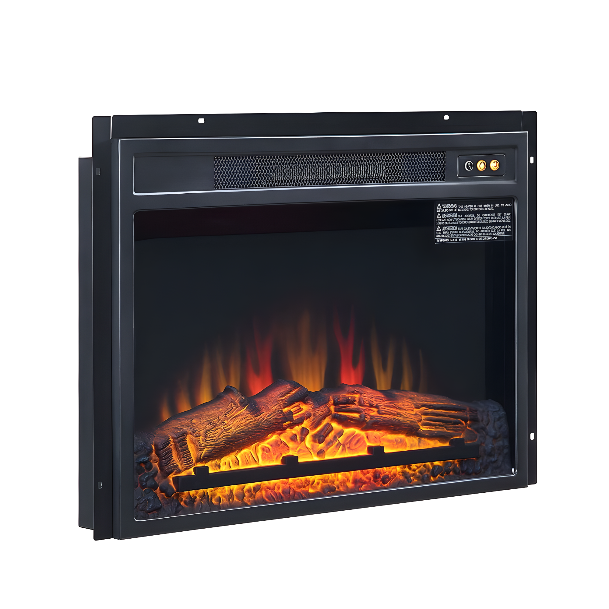 Black Electric Metal Fireplace Insert with Remote Control