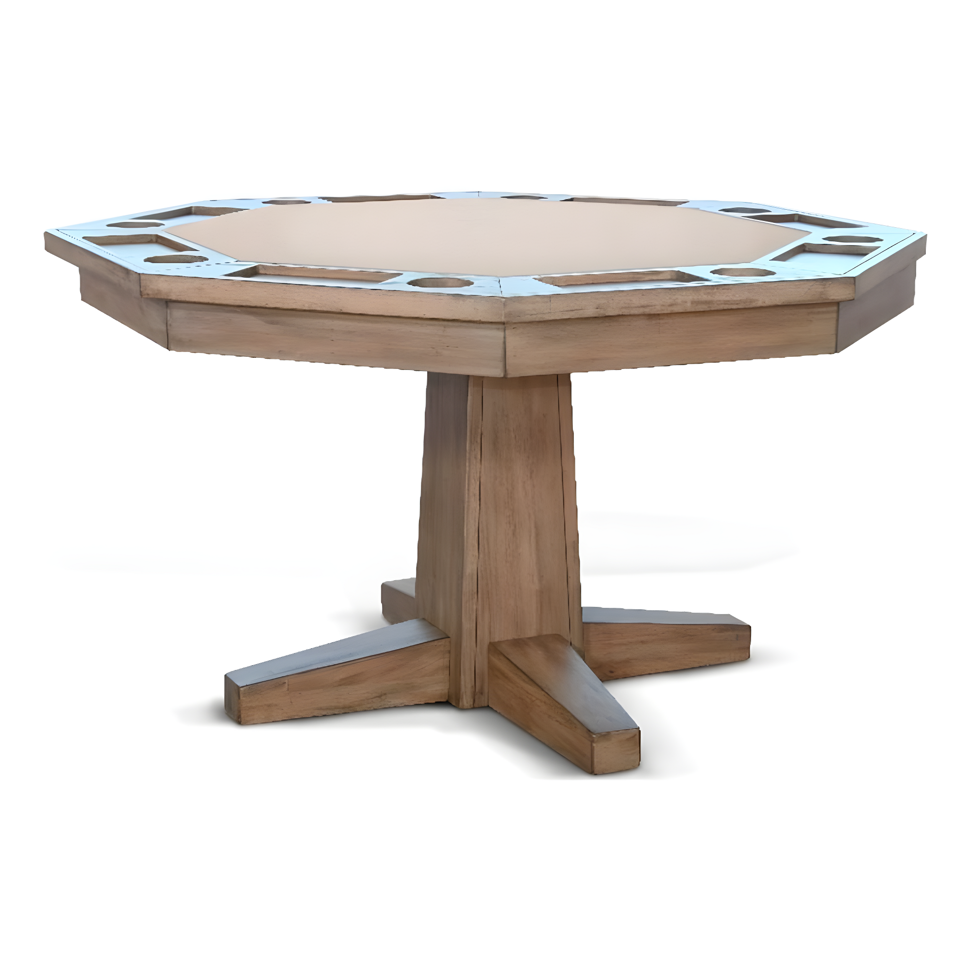 Buckskin Natural Finish Reversible Wood and Felt Poker Table