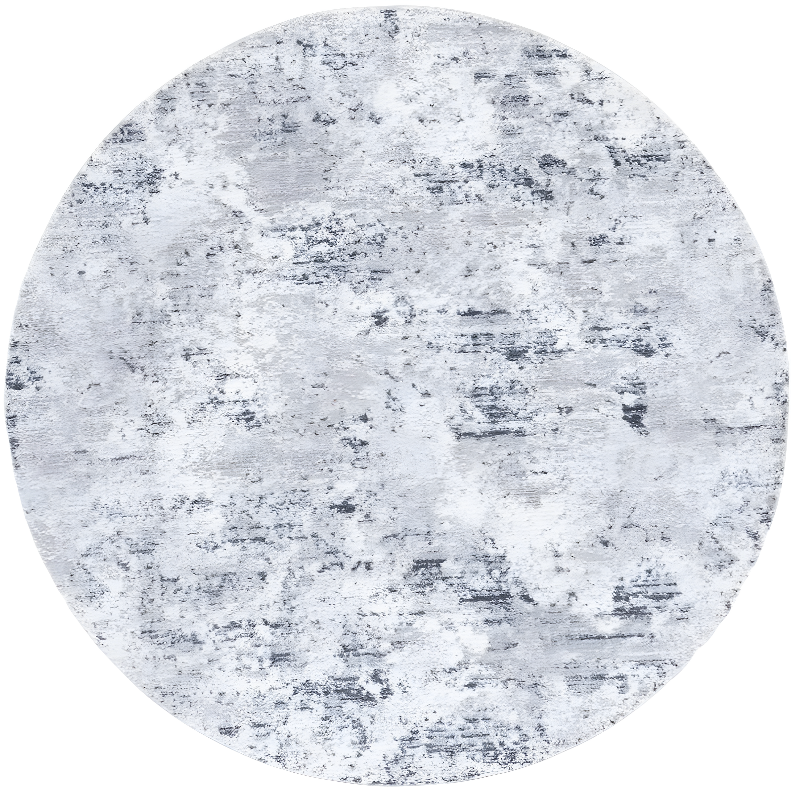 Amelia Grey and Ivory Round Abstract Synthetic Rug